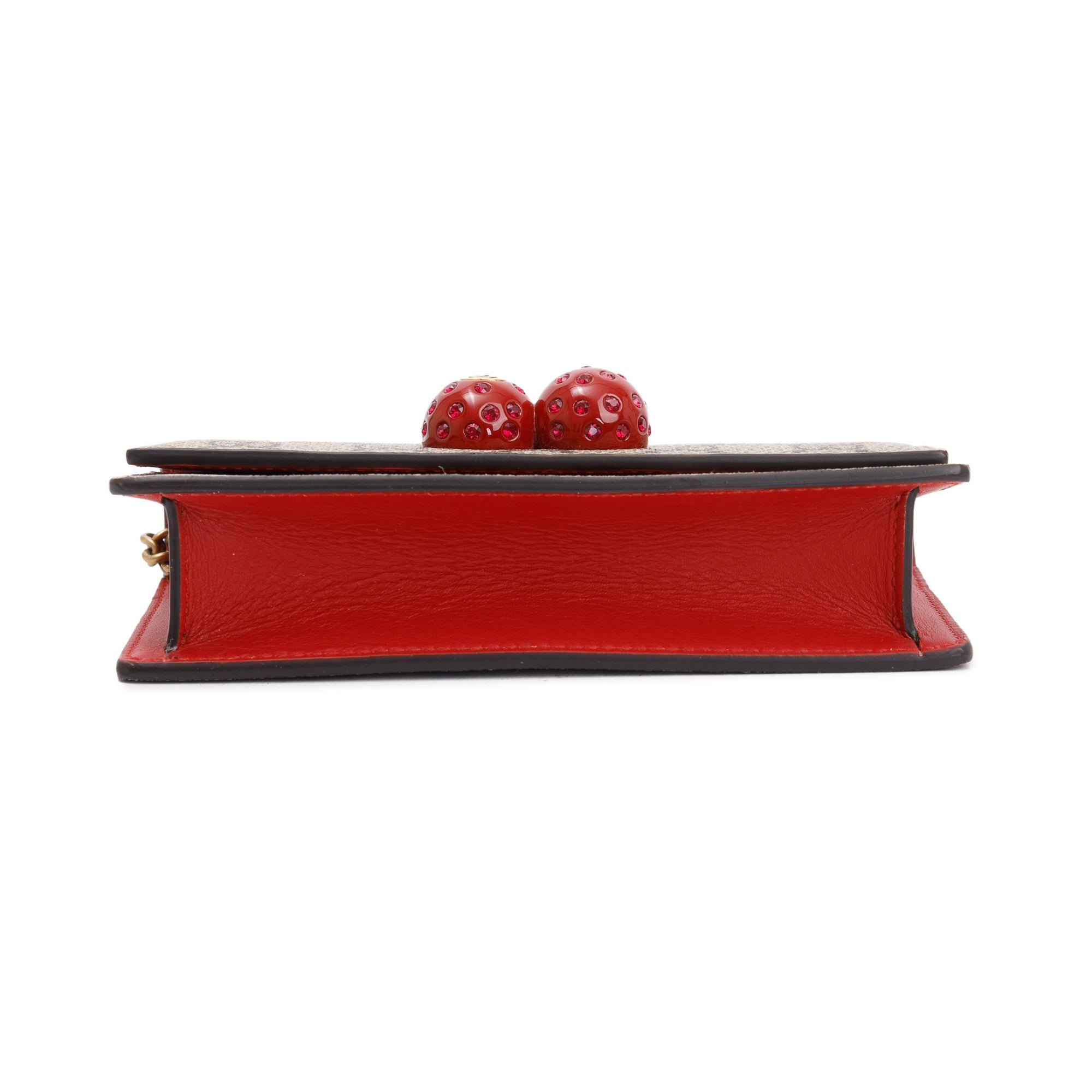 Gucci 2022 GG Supreme Cherry Mini Wallet On Chain w/ Box & Receipt