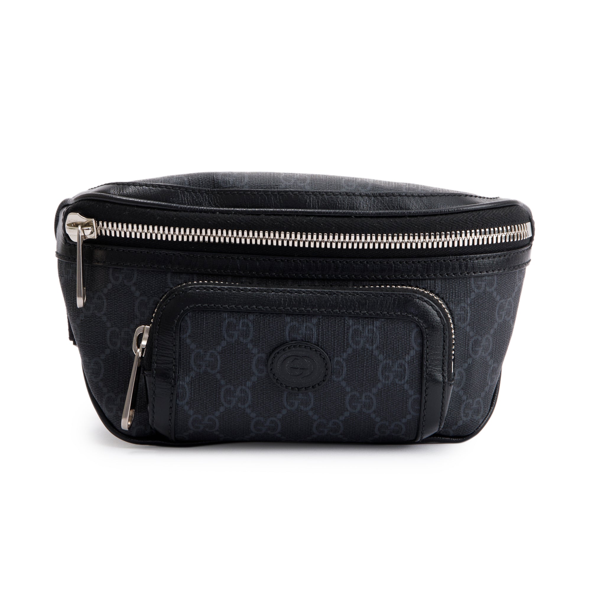 Gucci 2023 Black GG Supreme Interlocking G Belt Bag w/ Box & Receipt