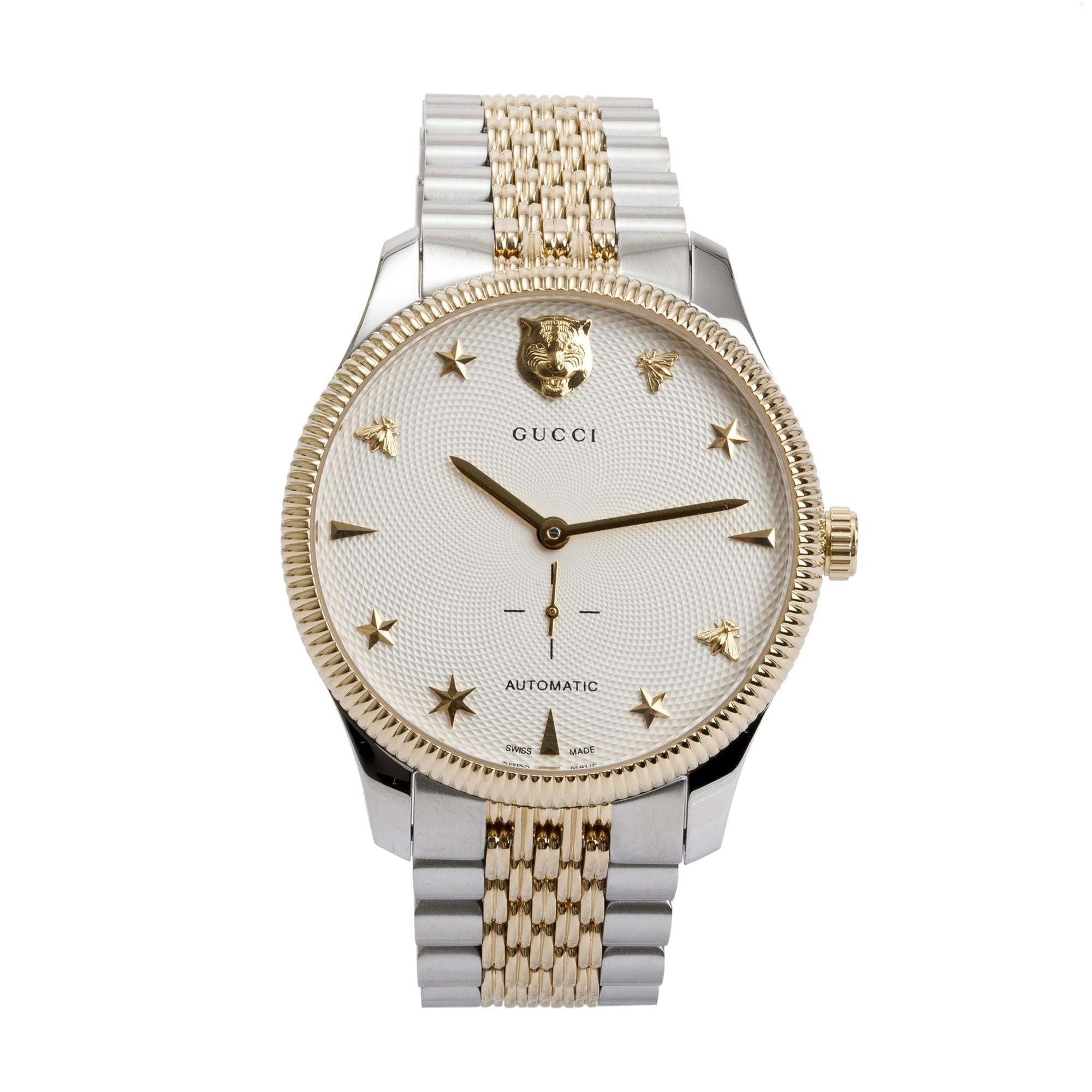 Gucci 2023 Stainless Steel & Gold Plated G-Timeless 40 MM Automatic Watch w/ Box & Papers