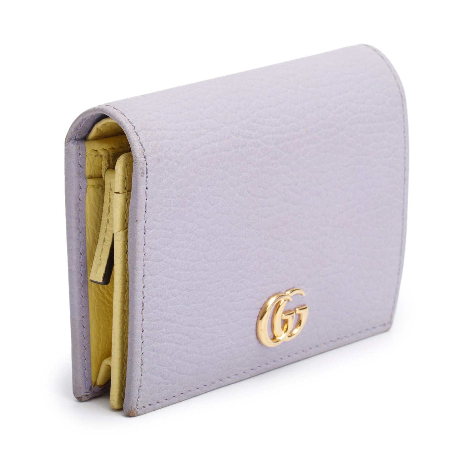 Gucci Purple/Yellow Pebbled Grained Calfskin GG Marmont Card Case