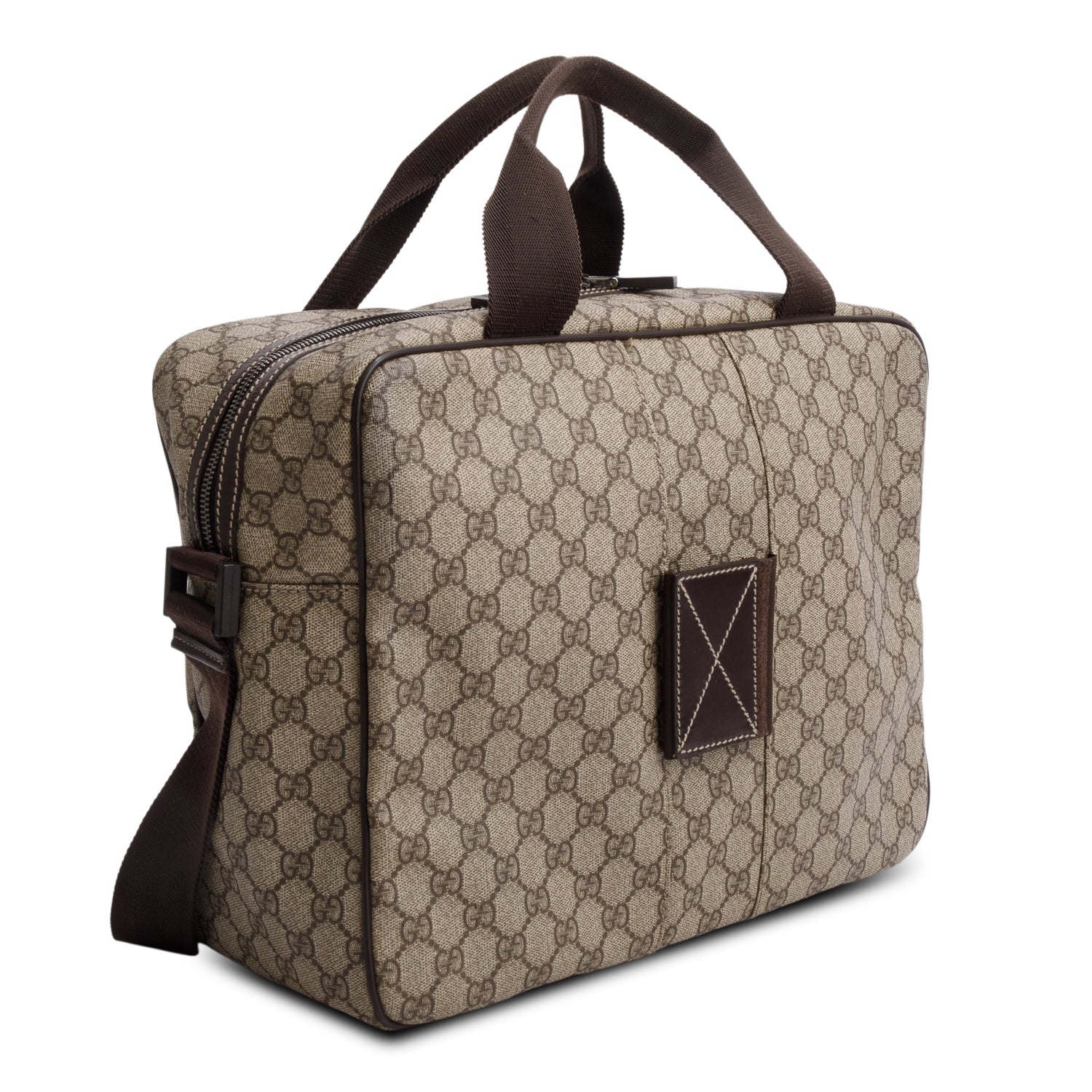 Gucci Brown GG Plus Monogram Interlocking G Briefcase w/ Strap