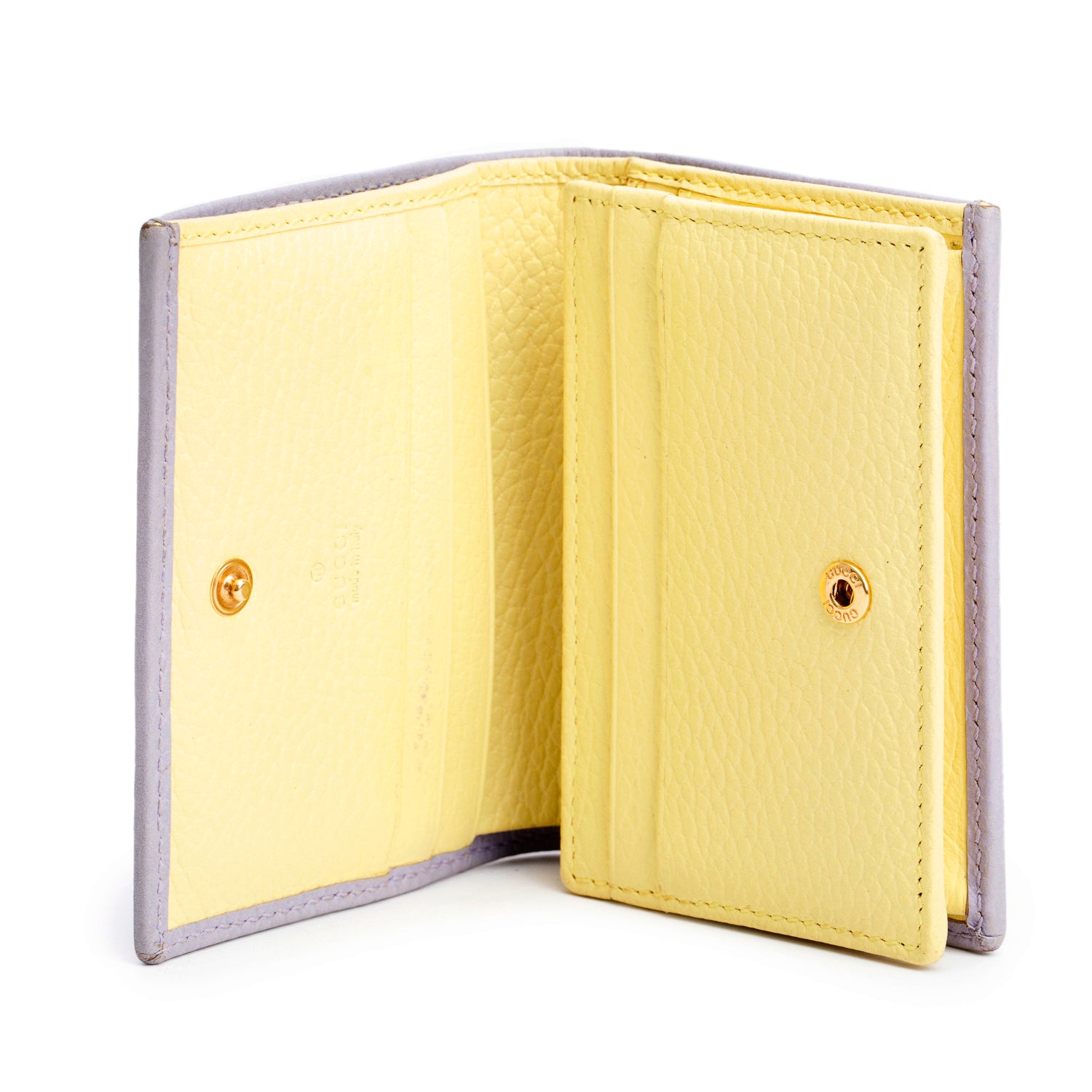 Gucci Purple/Yellow Pebbled Grained Calfskin GG Marmont Card Case