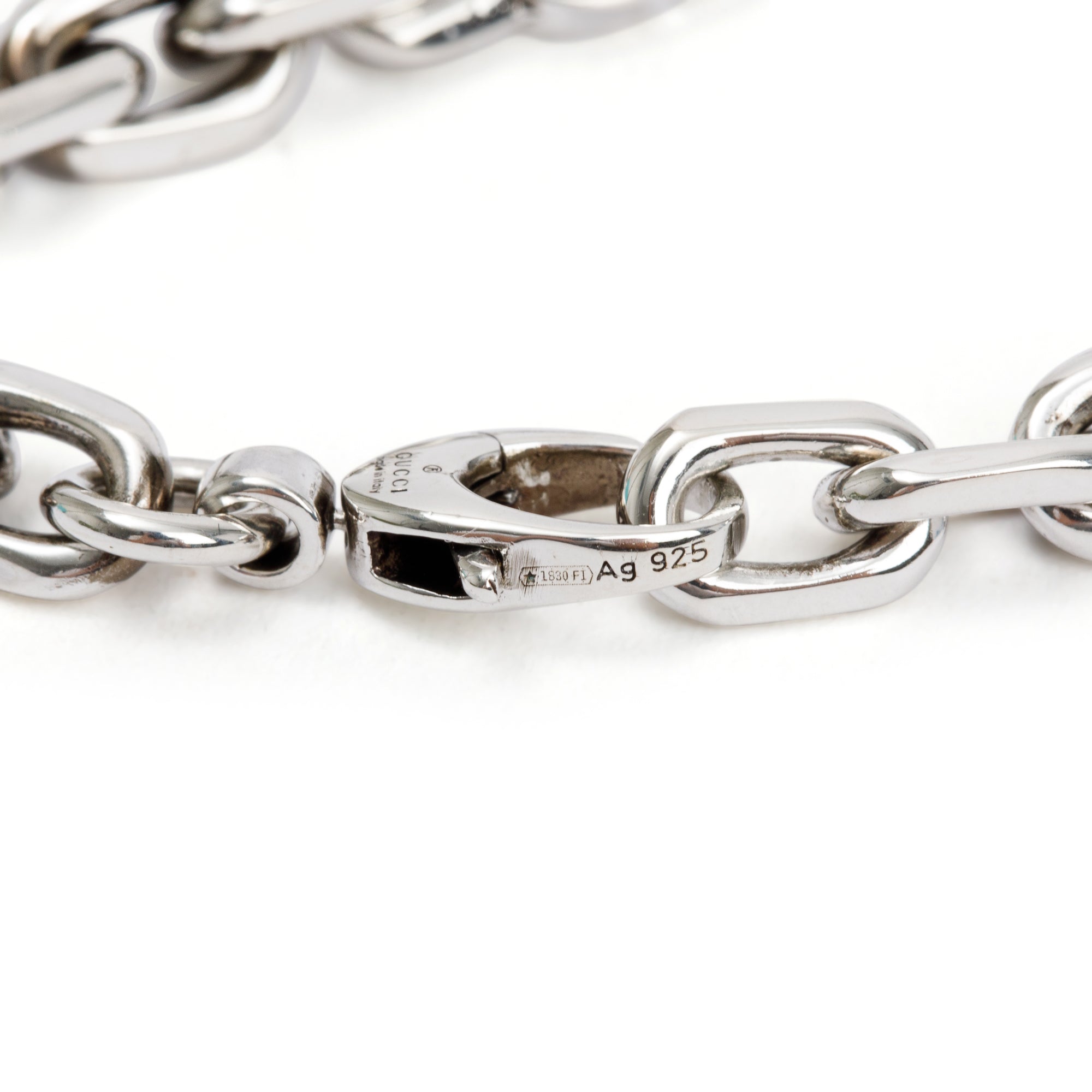 Gucci Aged Finished Sterling Silver Interlocking G Chain Bracelet w/ Box