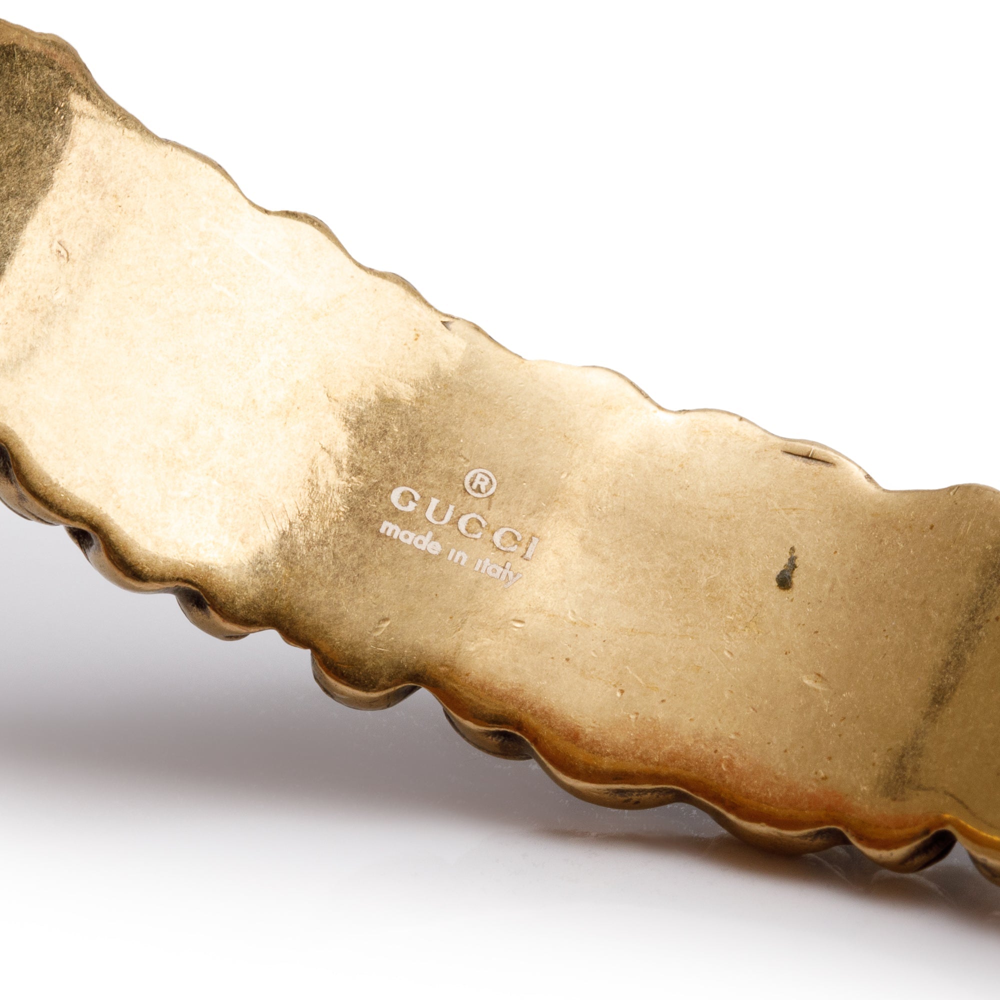 Gucci Antiqued Gold-Tone Crystal Lion Mane Cuff Bracelet