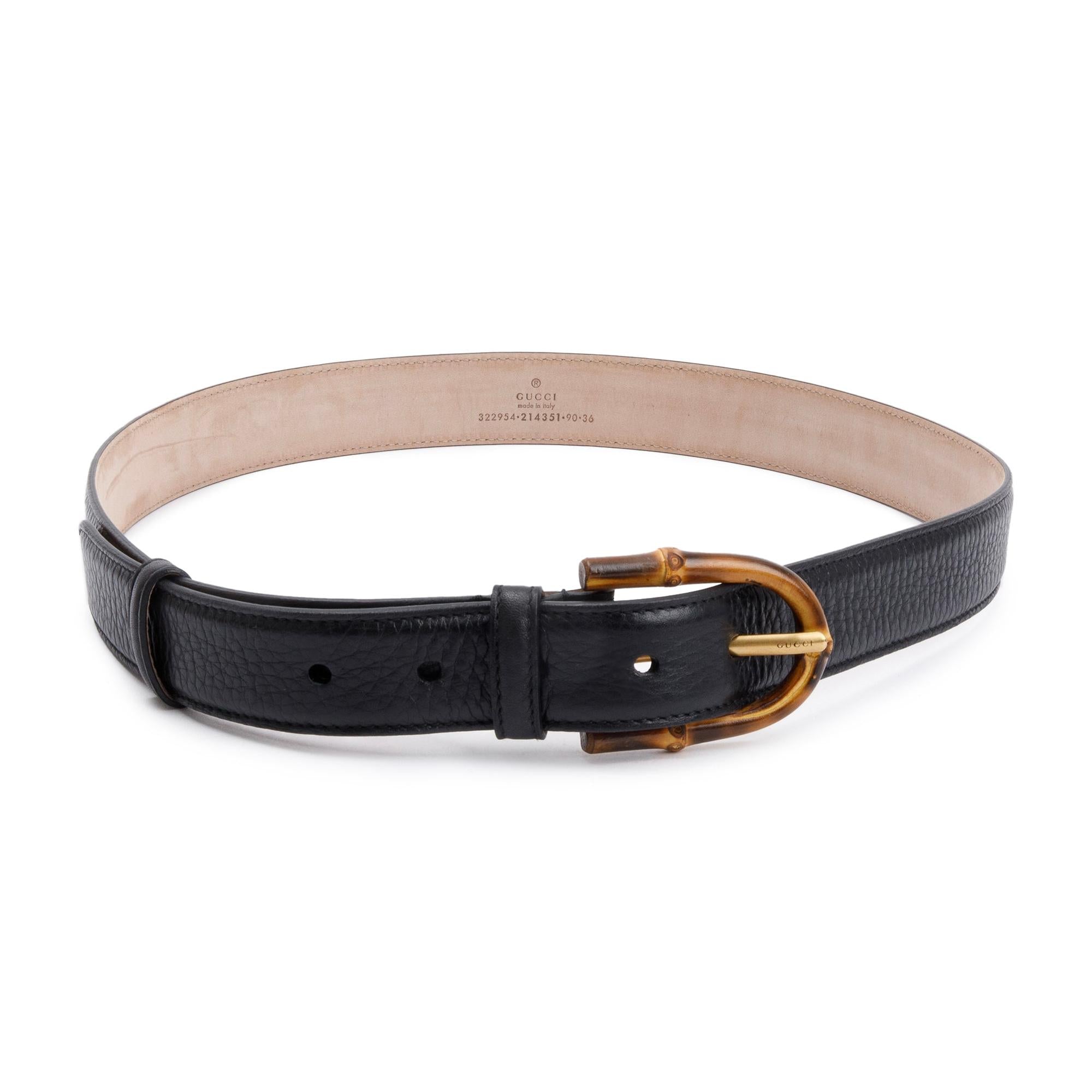 Gucci Bamboo Buckle Black Leather Belt 90 36