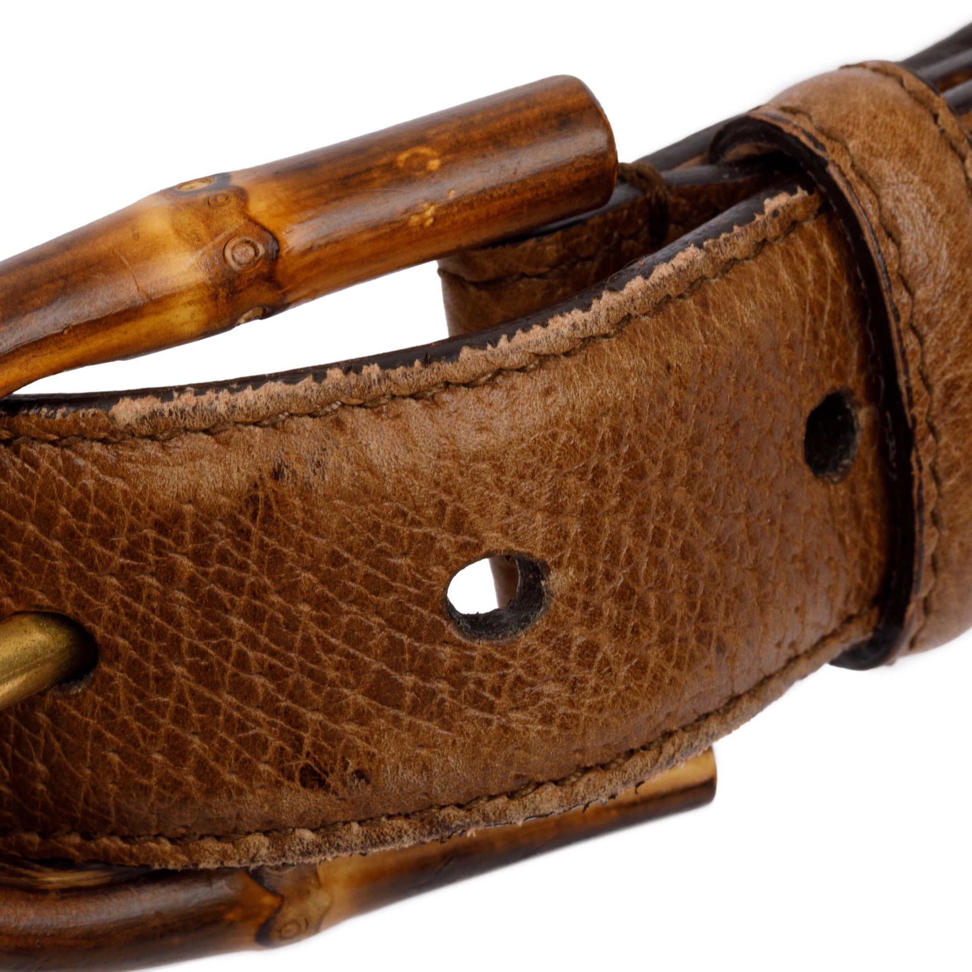 Gucci Bamboo Buckle Brown Leather Belt 90 36