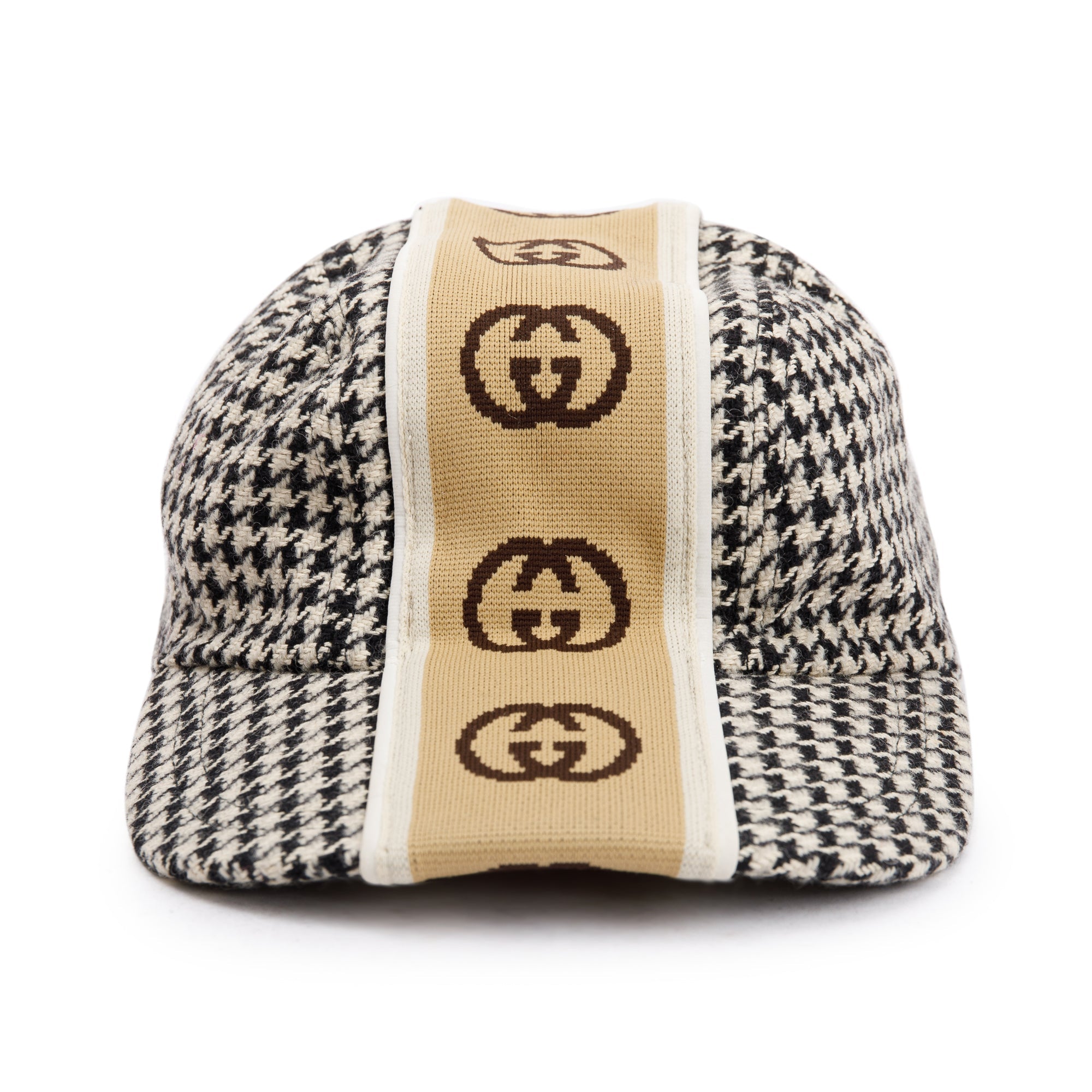 Gucci Beige & Black Wool Knit Interlocking G Logo Baseball Hat, Size S 57