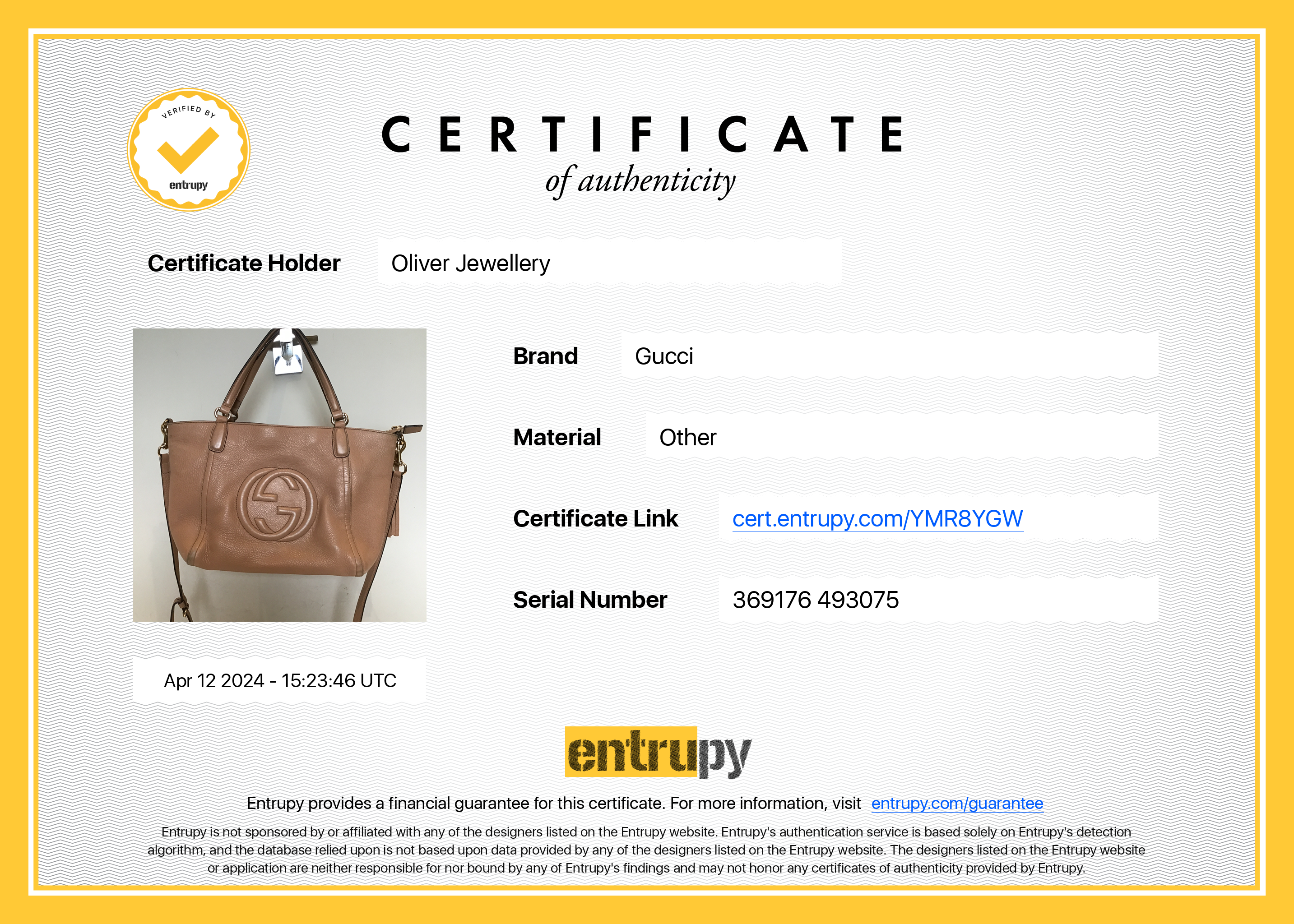 Gucci Beige Calfksin Leather Small Soho Cellarius Tote