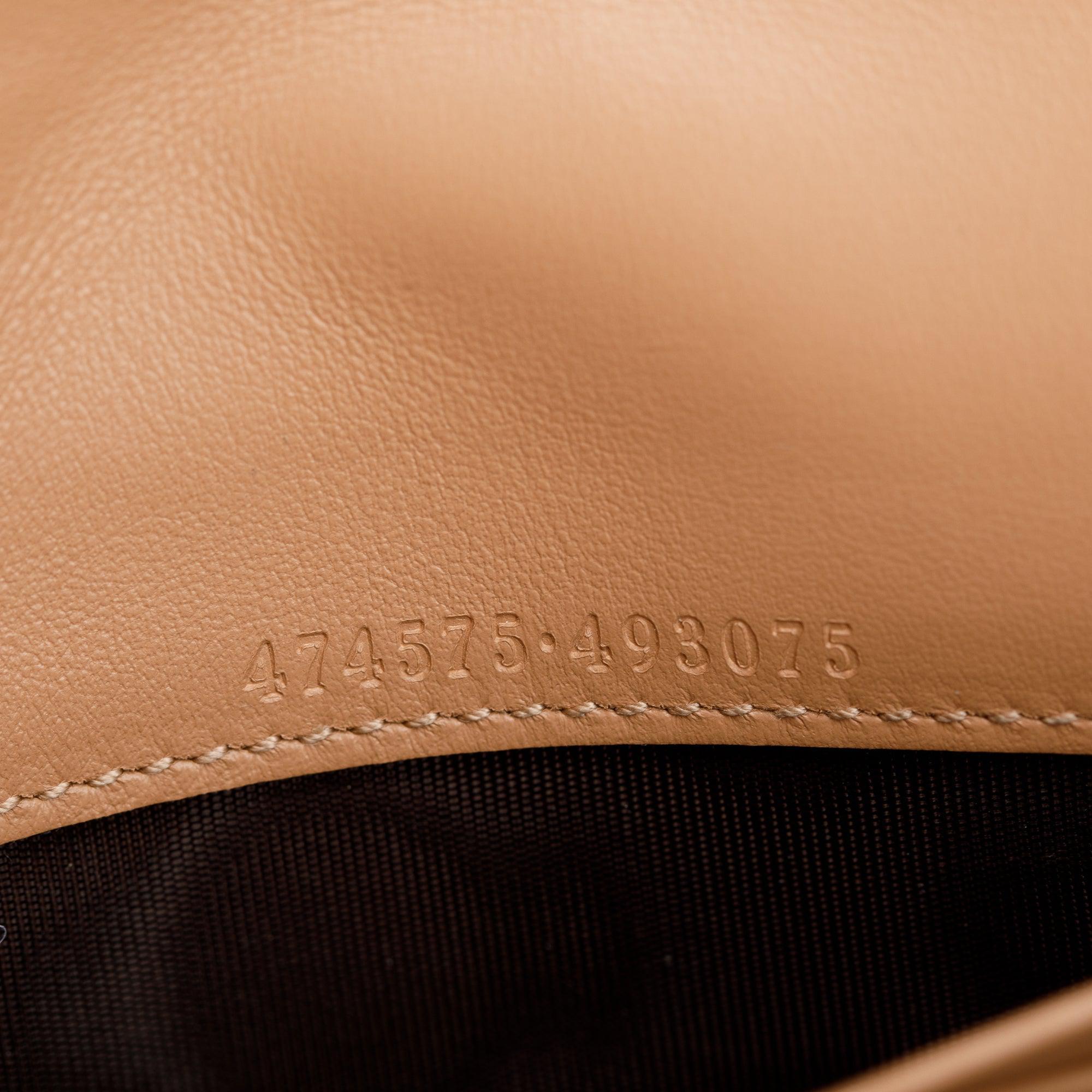 Gucci Beige Calfskin Leather GG Marmont Matelasse Mini Bag w/ Box