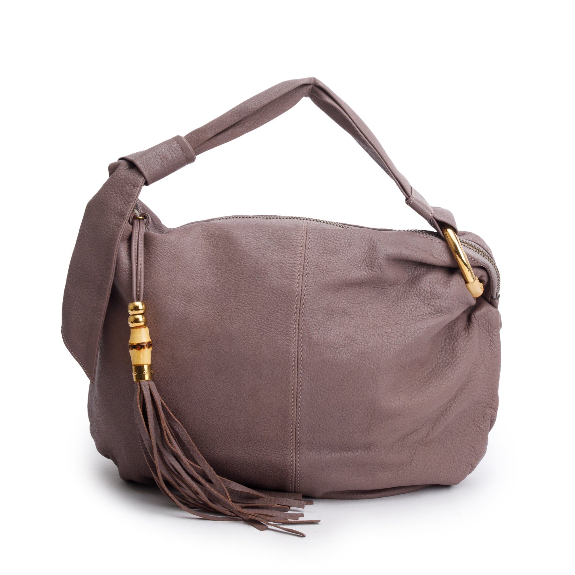 Gucci Beige Calfskin Leather Medium Jungle Bamboo Hobo