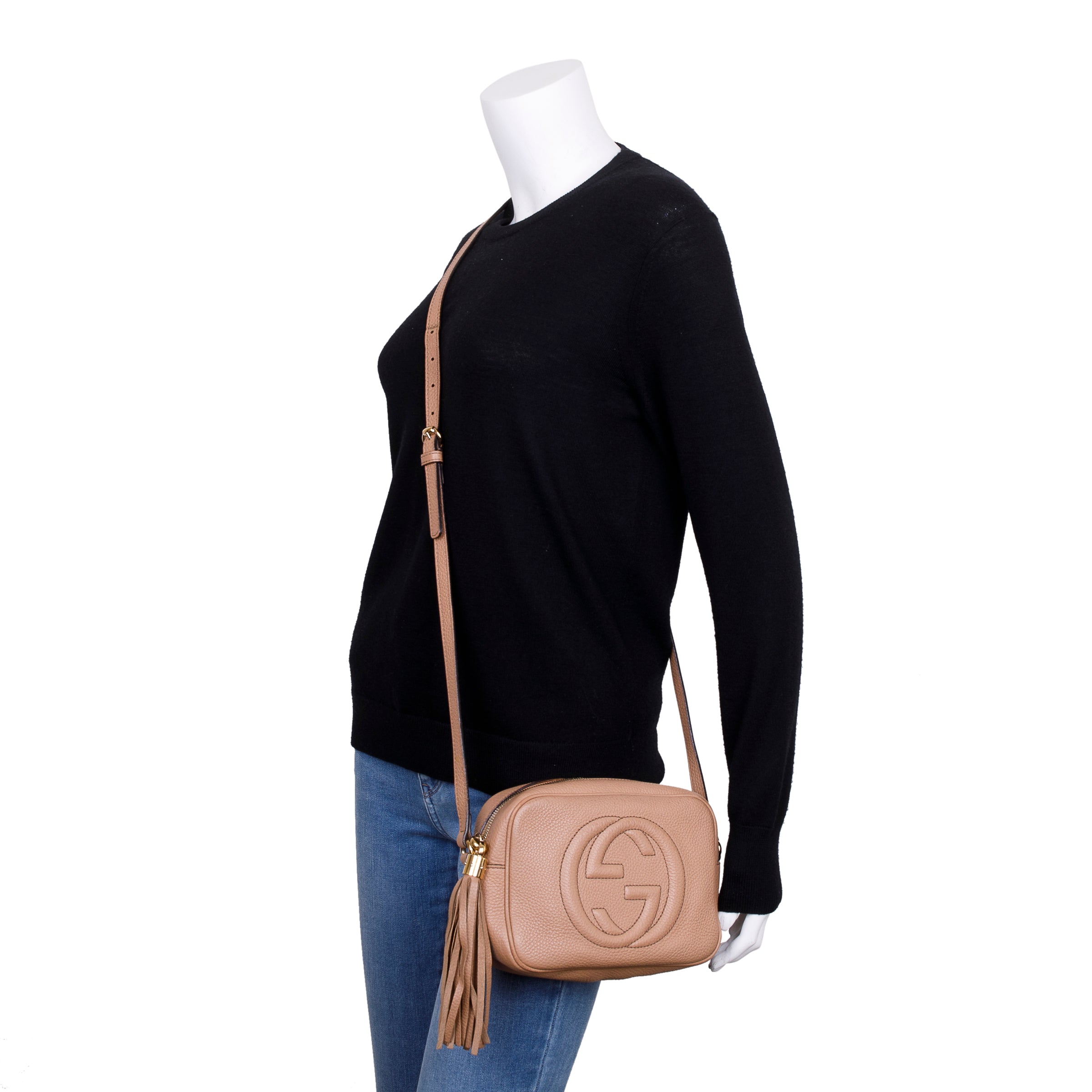 Gucci Beige Calfskin Leather Small Soho Disco Bag