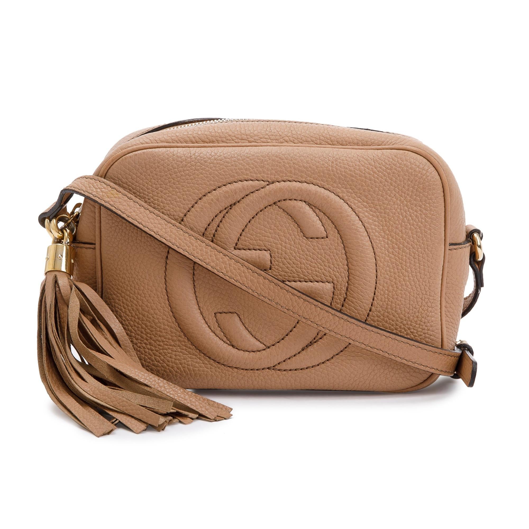 Gucci Beige Calfskin Leather Small Soho Disco Bag