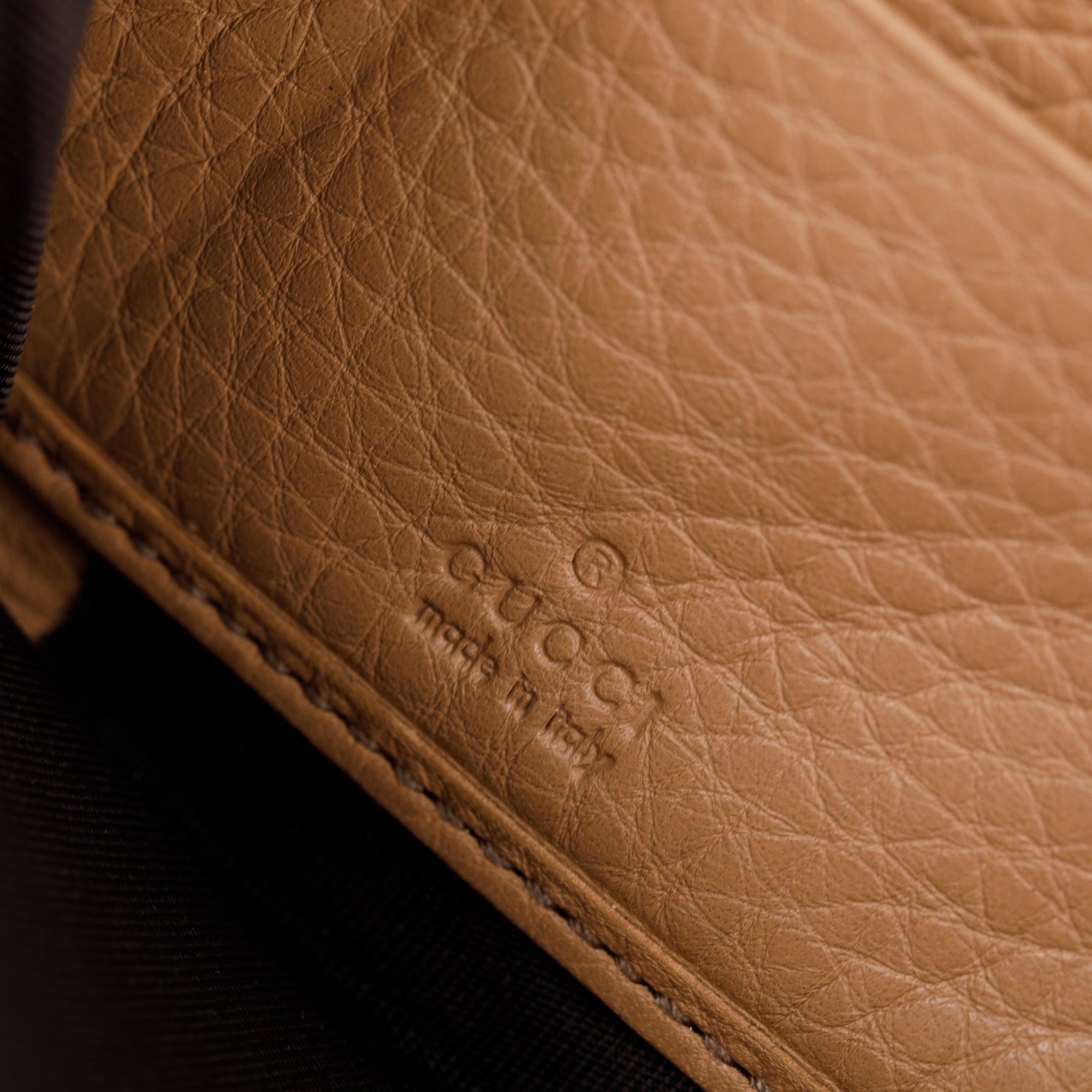 Gucci Beige Calfskin Leather Soho Zip Around Wallet