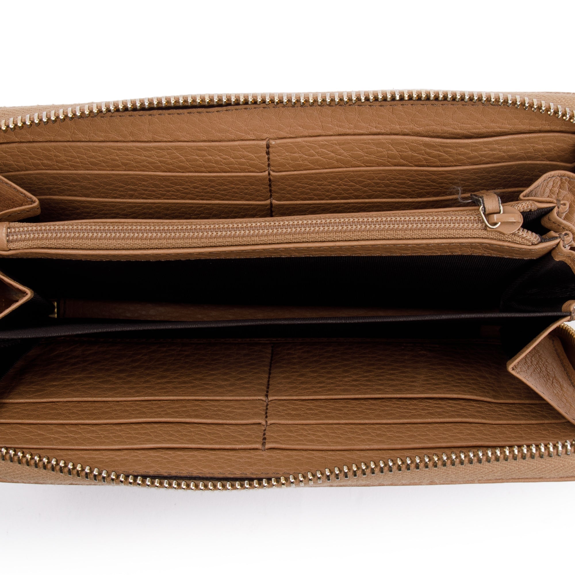 Gucci Beige Calfskin Leather Soho Zip Around Wallet