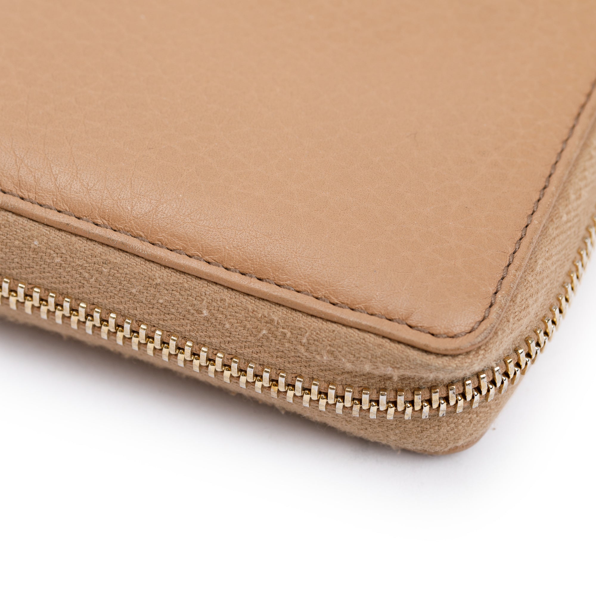 Gucci Beige Calfskin Leather Soho Zip Around Wallet