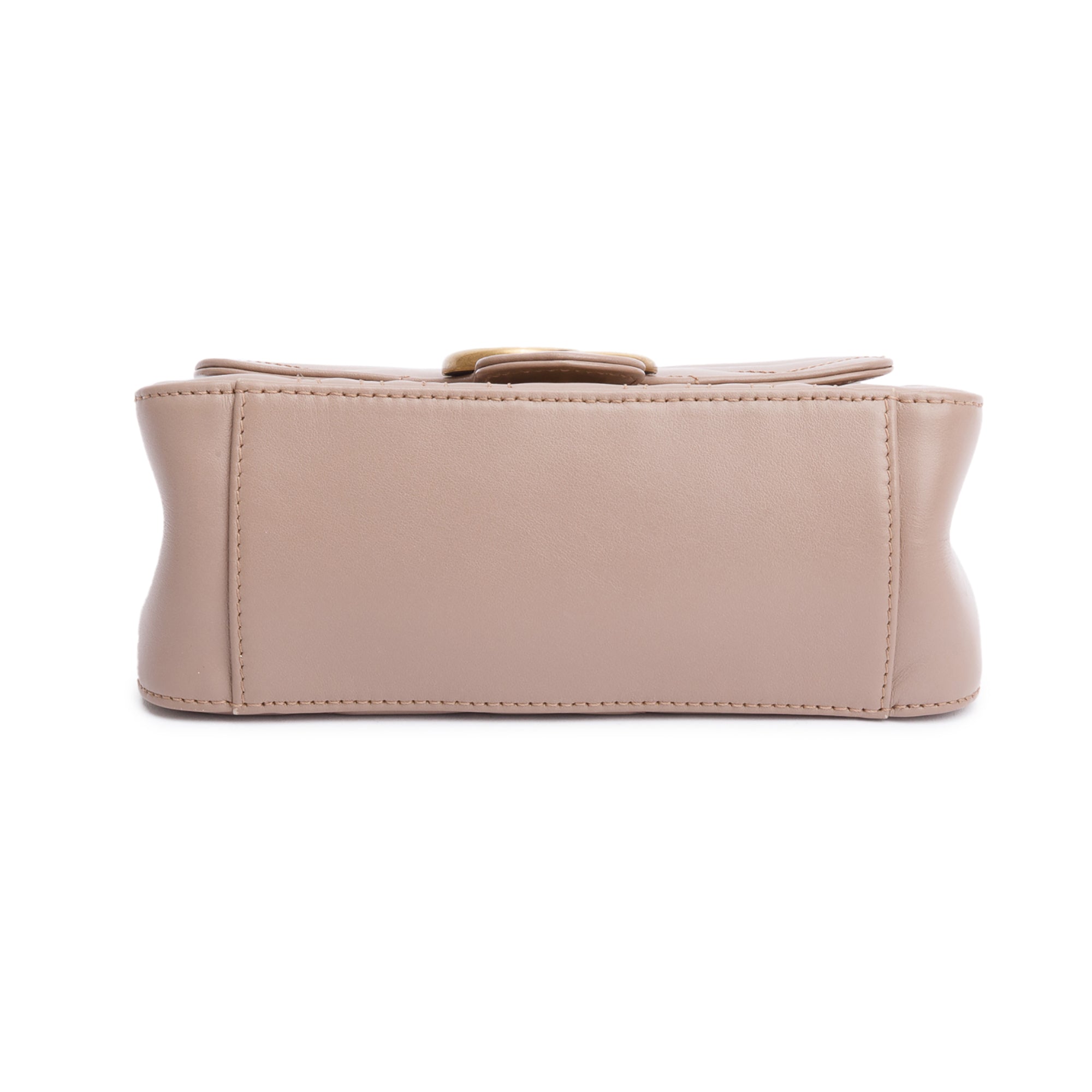 Gucci Beige Calfskin Matelasse GG Marmont Mini Top Handle Shoulder Bag w/ Strap