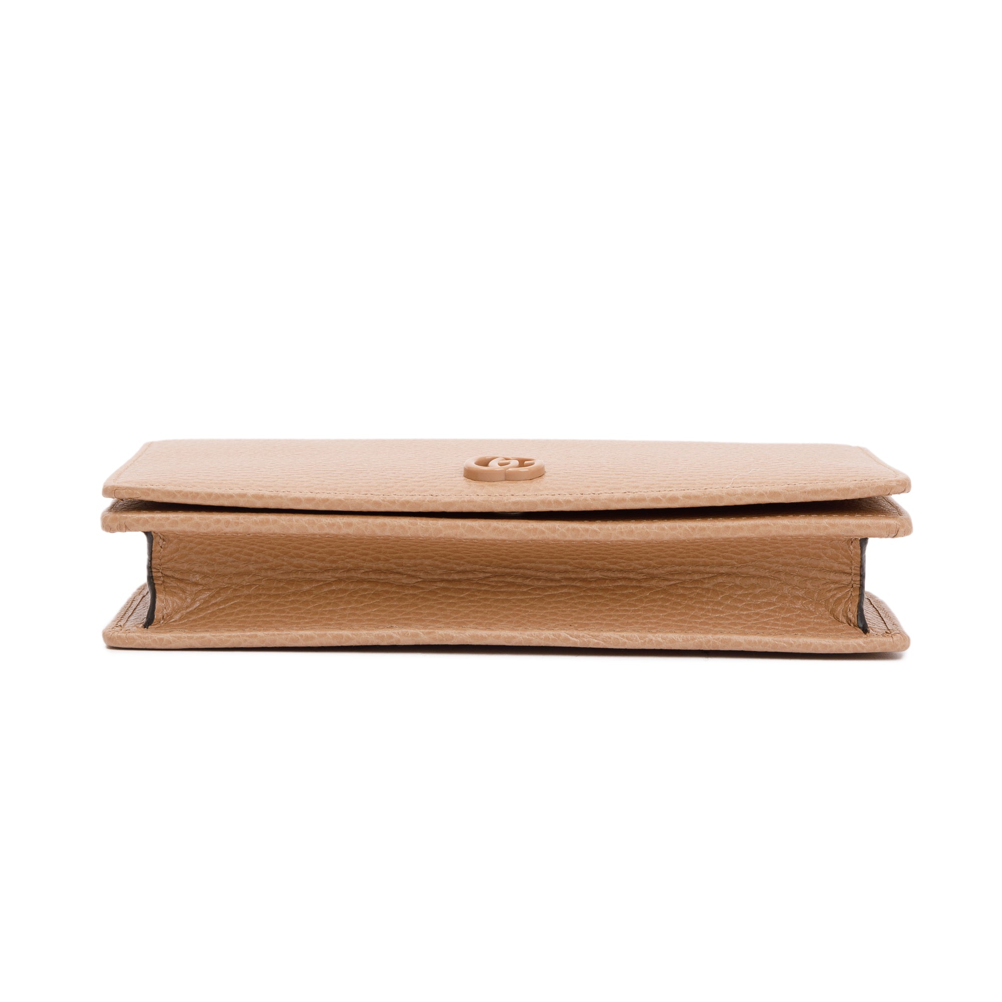 Gucci Beige Calfskin Mini GG Marmont Wallet On Chain w/ Box