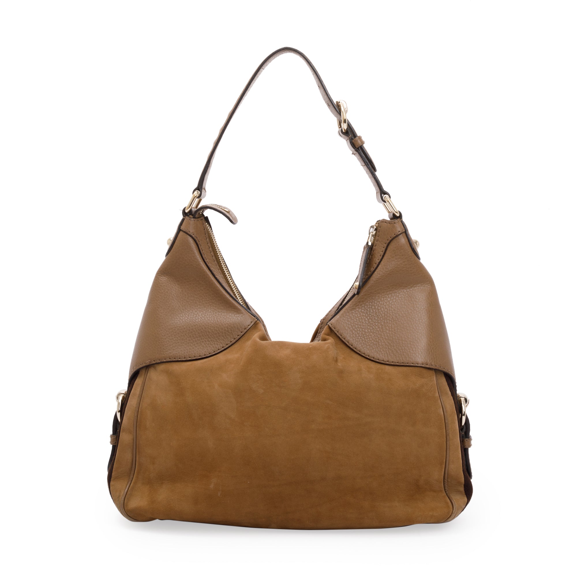 Gucci Beige Callfskin Suede Heritage Horsebit Hobo