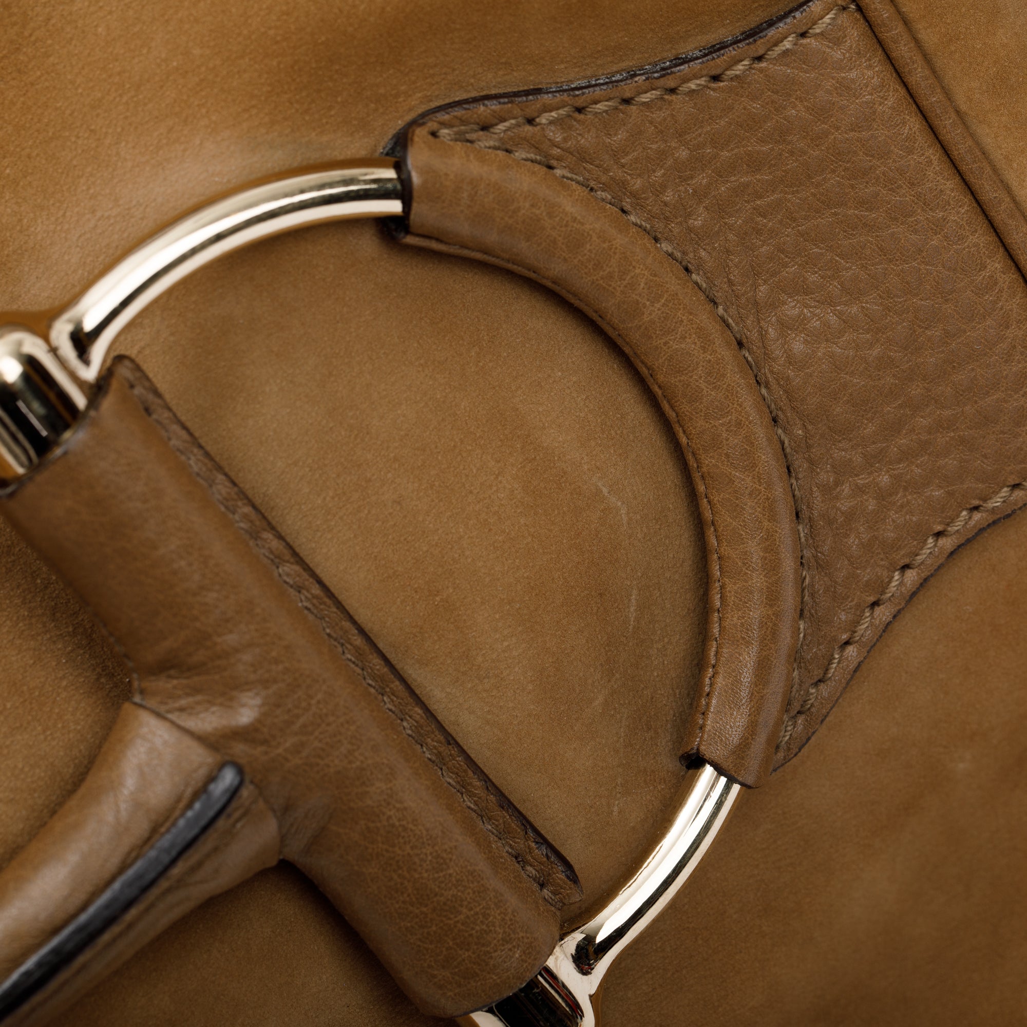 Gucci Beige Callfskin Suede Heritage Horsebit Hobo