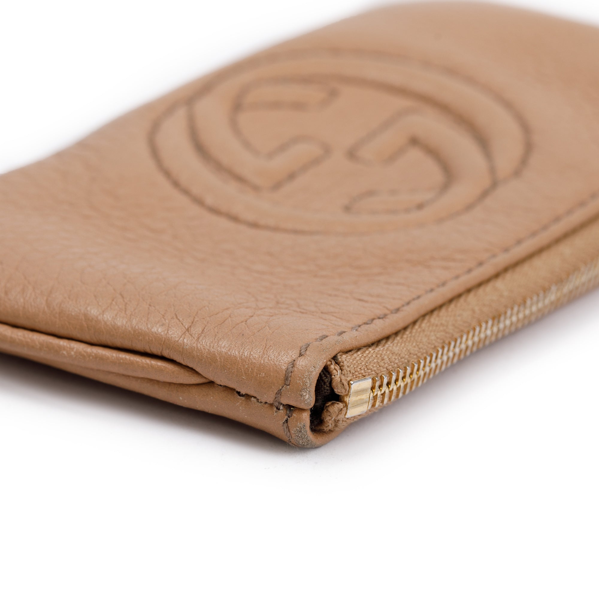 Gucci Beige Calsfskin Leather Soho Key Pouch