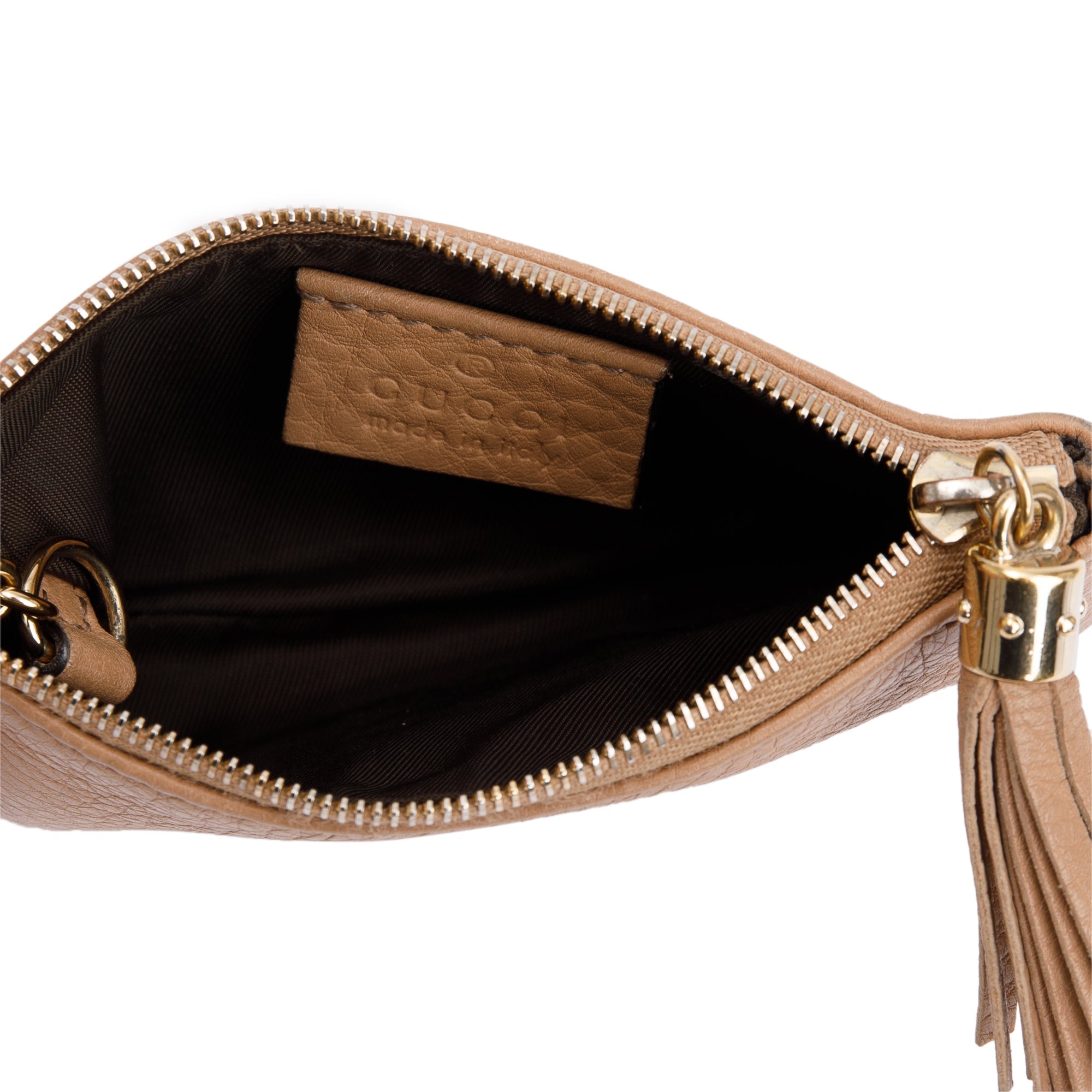 Gucci Beige Calsfskin Leather Soho Key Pouch