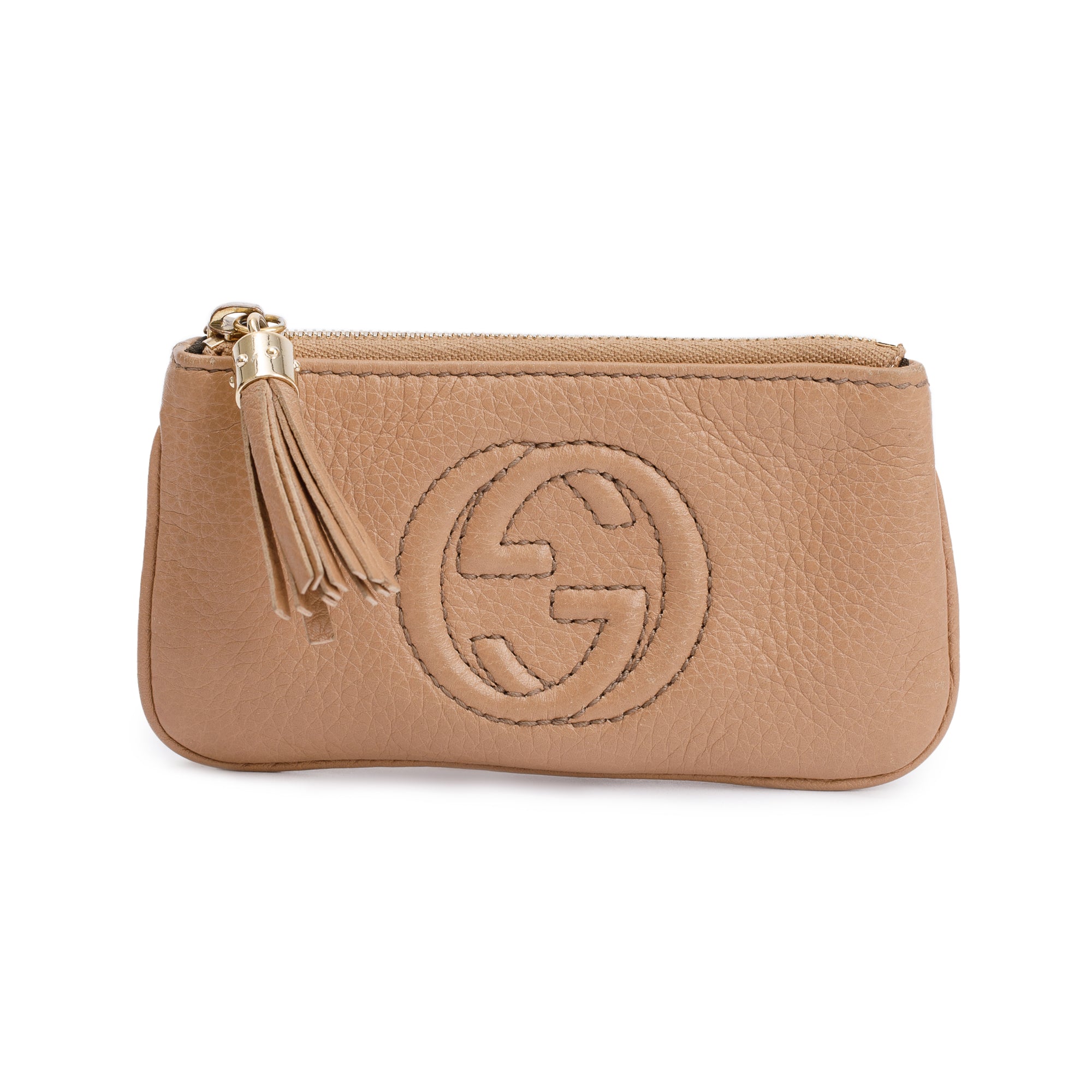 Gucci Beige Calsfskin Leather Soho Key Pouch