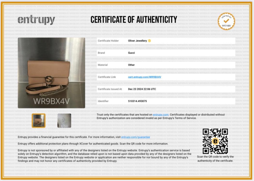 Gucci Beige Dollar Calfskin Leather Interlocking GG Wallet on Chain w/ Box