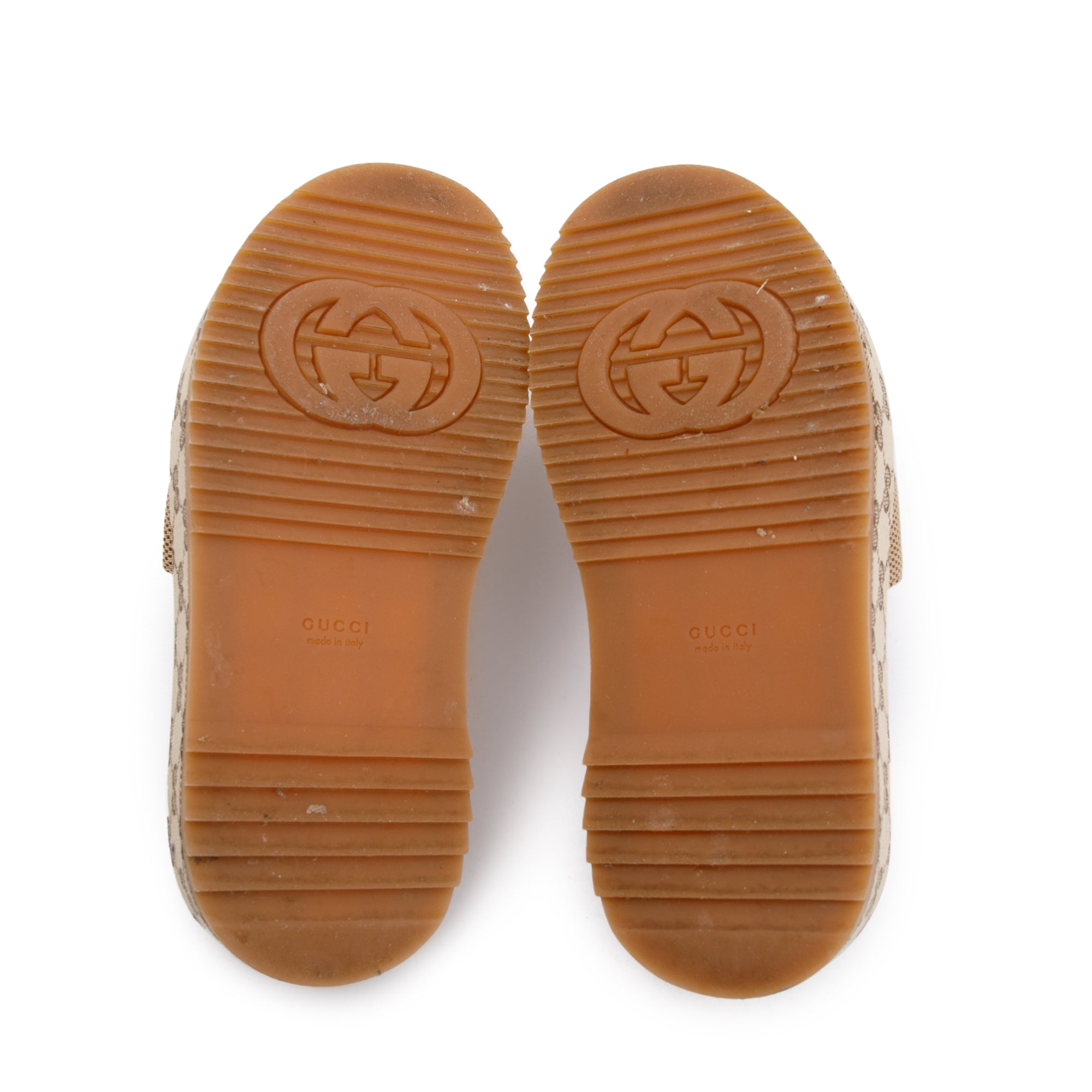 Gucci Beige& Ebony Maxi GG Canvas Patform Slide Sandal, Size 36 w/ Box