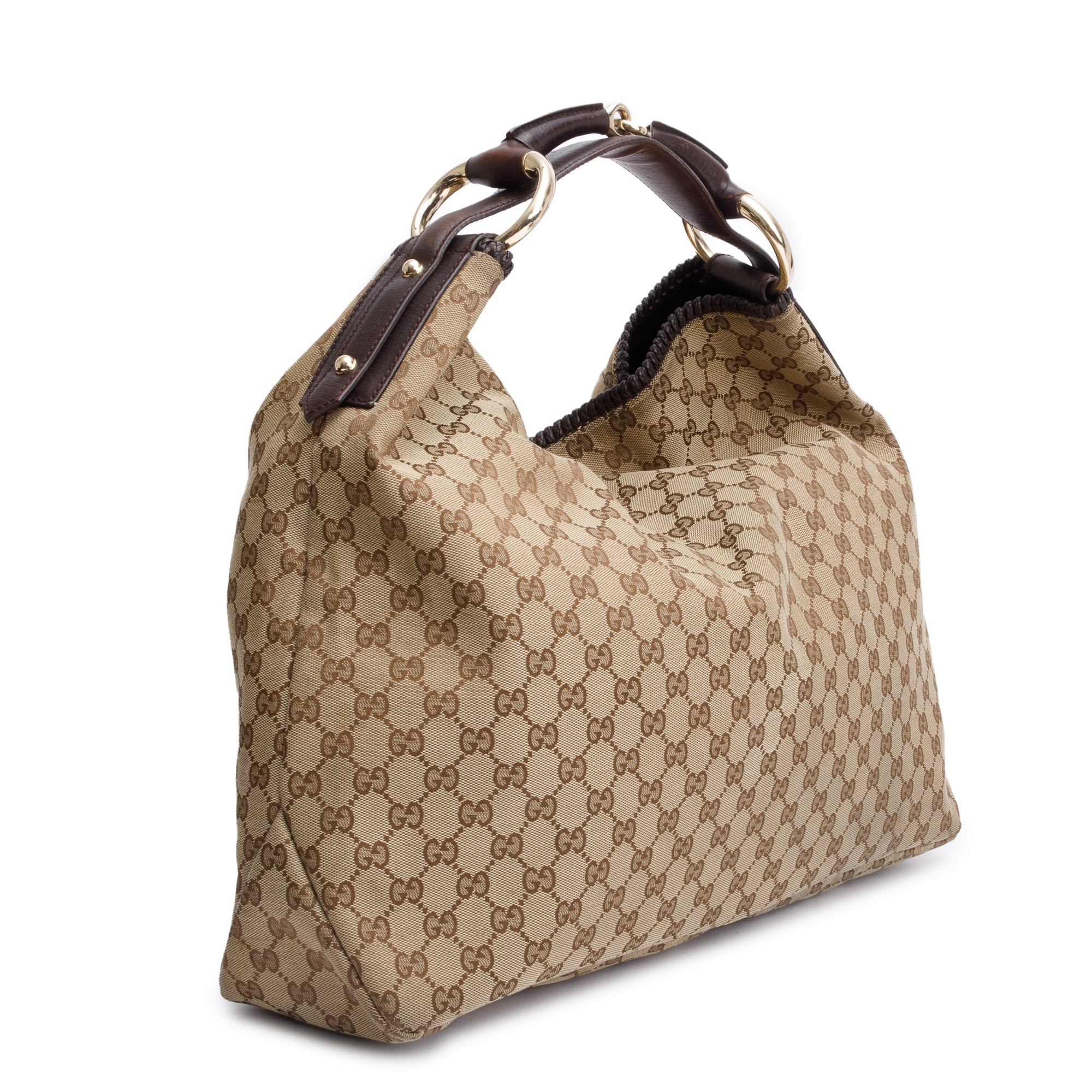 Gucci Beige GG Canvas Large Horsebit Hobo