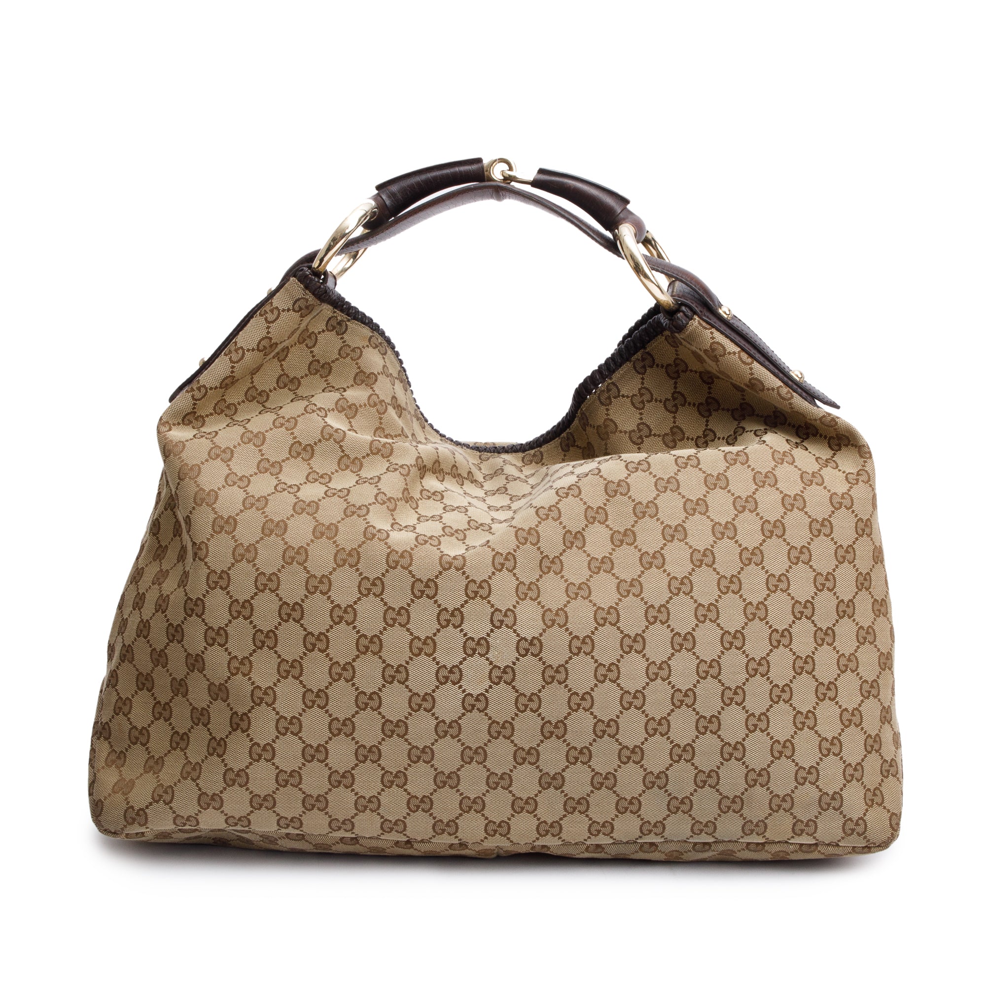 Gucci Beige GG Canvas Large Horsebit Hobo