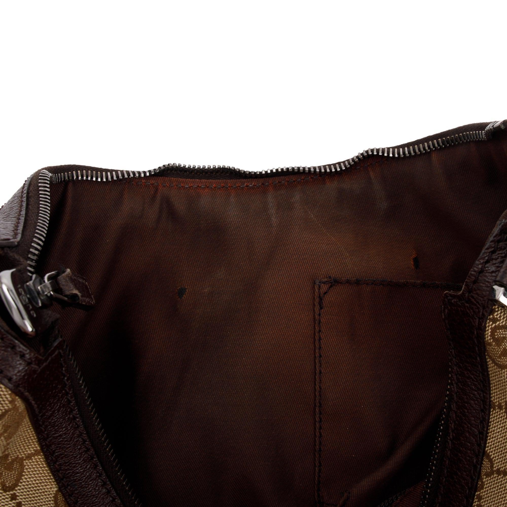 Gucci Beige GG Canvas Web Medium Half Moon Hobo