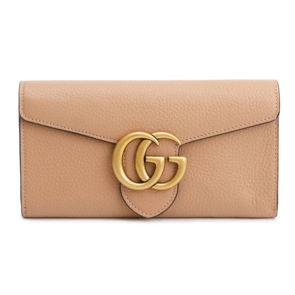 Gucci Beige GG Marmont Leather Continental Wallet w/ Box