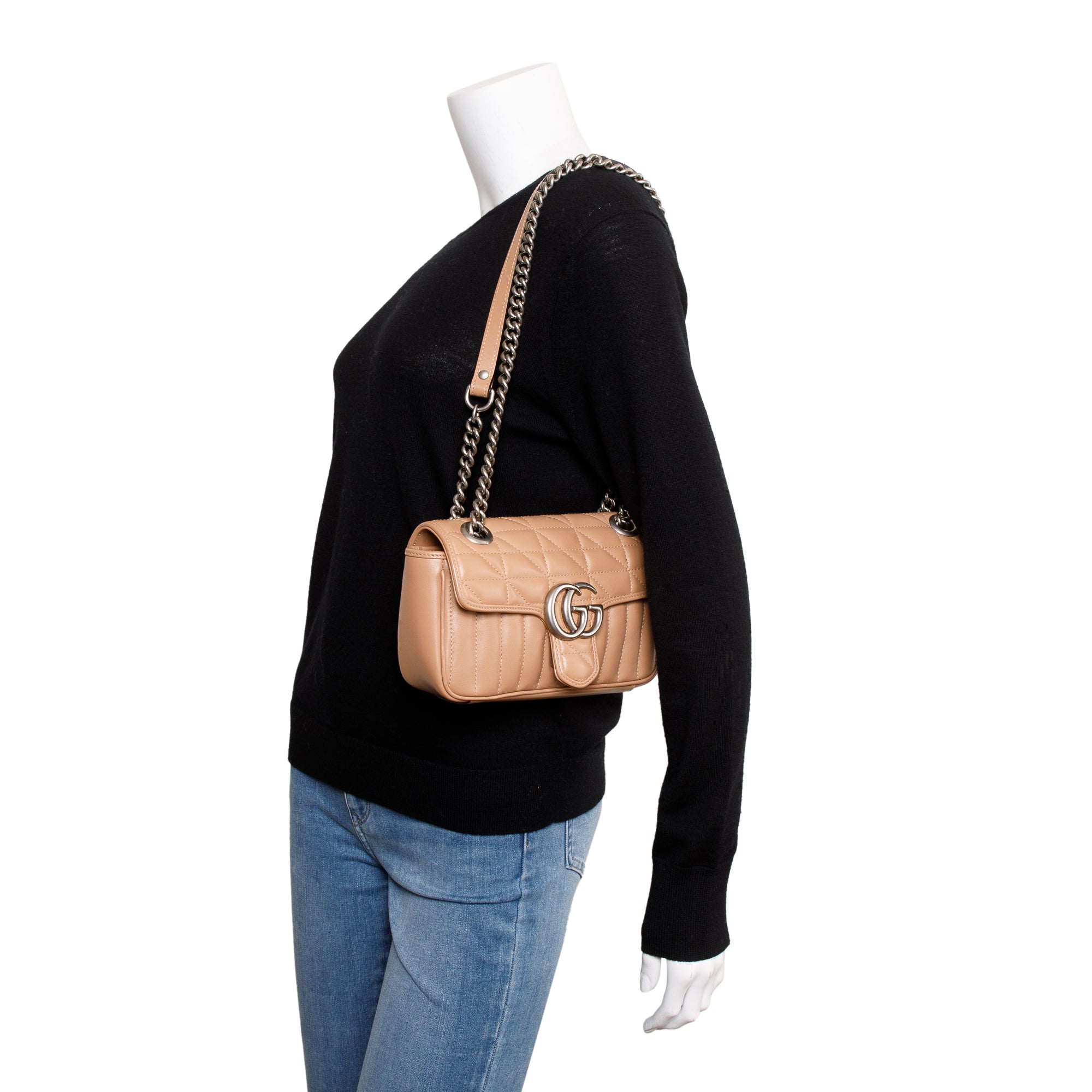 Gucci Beige GG Marmont Matelasse Leather Mini Shoulder Bag