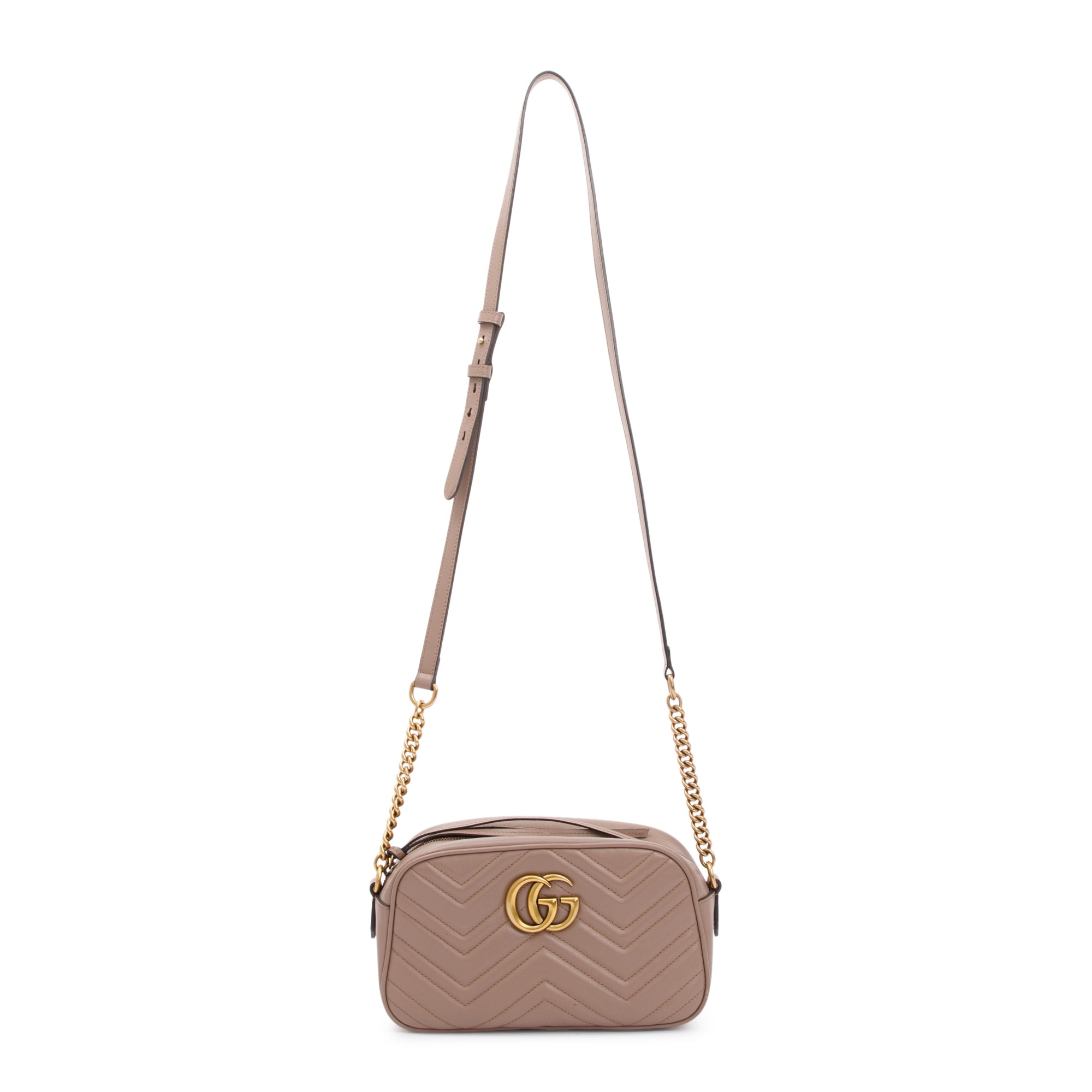 Gucci Beige GG Marmont Matelasse Leather Small Shoulder Bag