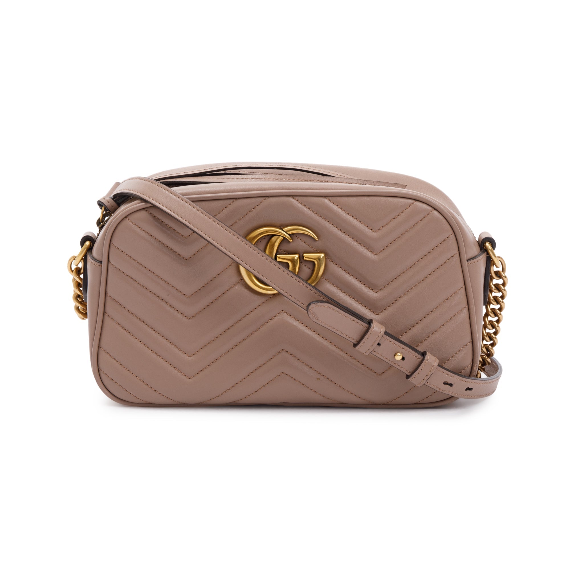 Gucci Beige GG Marmont Matelasse Leather Small Shoulder Bag