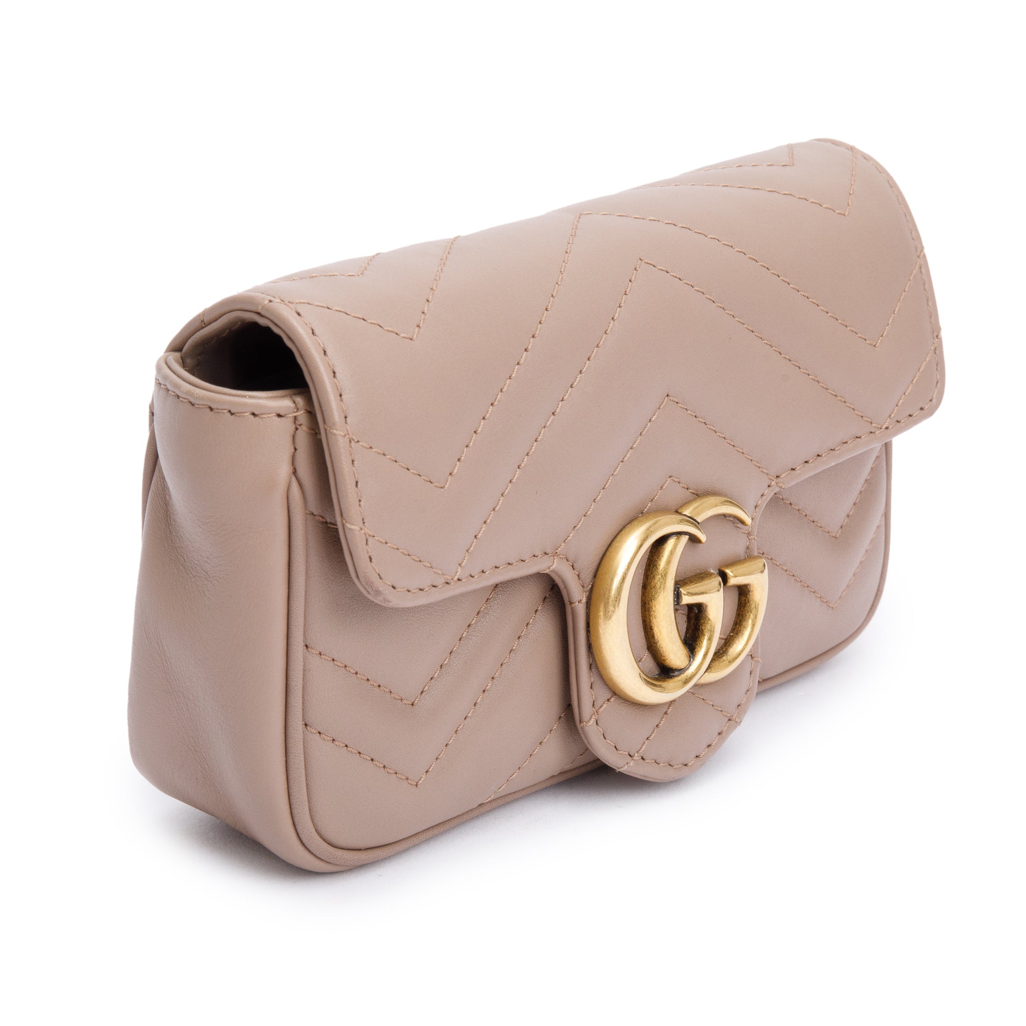 Gucci Beige GG Marmont Matelasse Leather Super Mini Bag