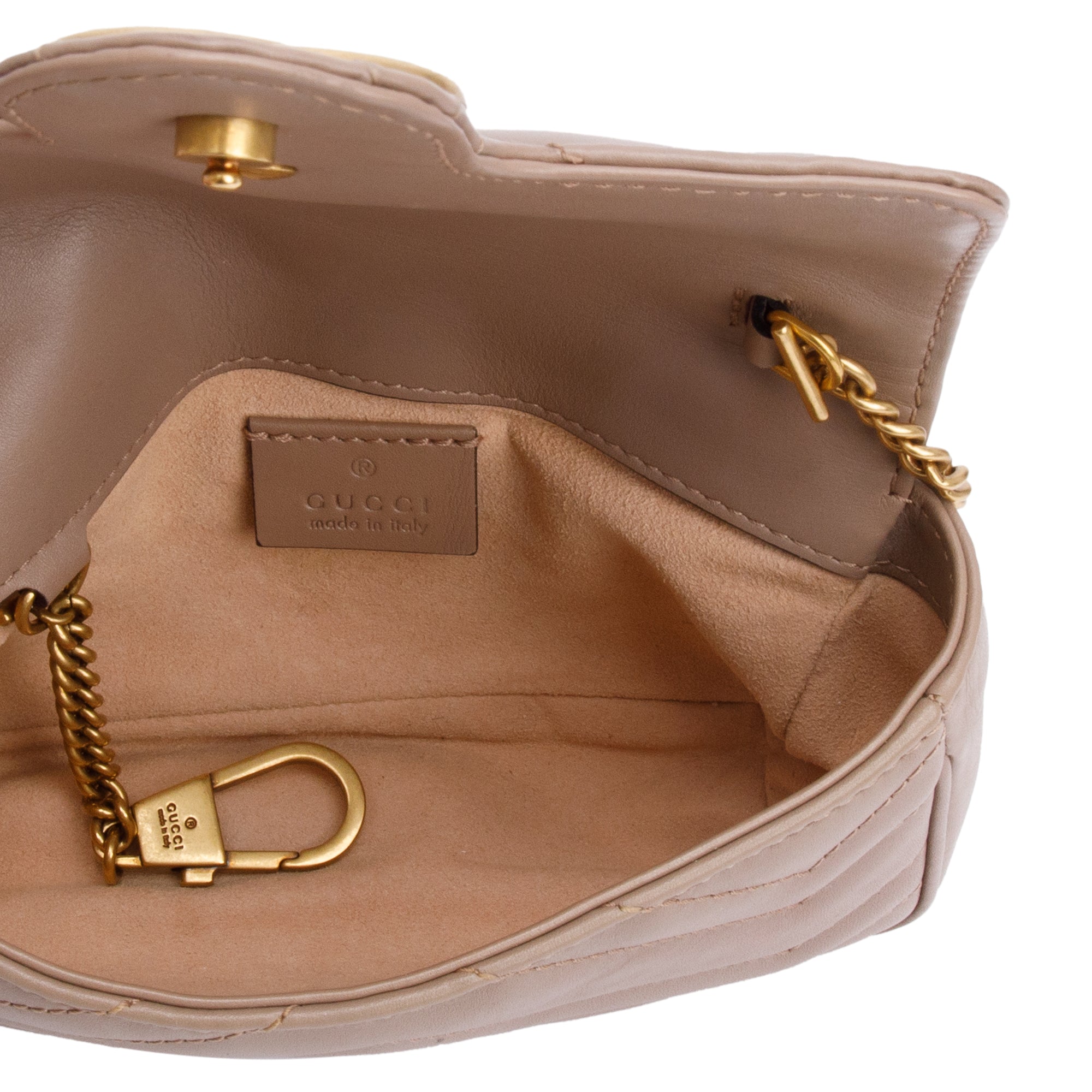 Gucci Beige GG Marmont Matelasse Leather Super Mini Bag