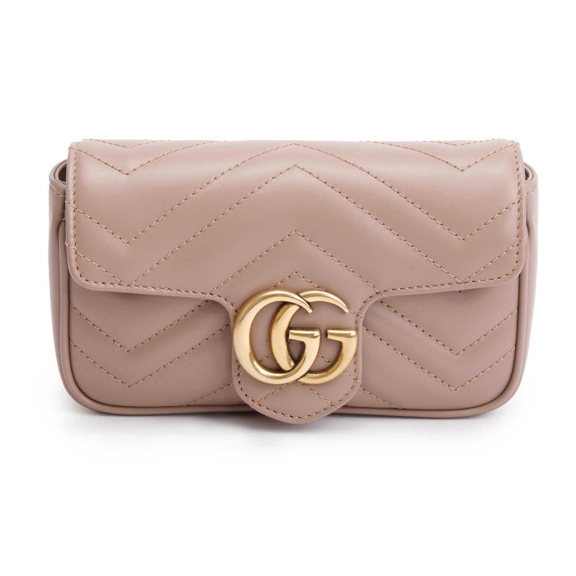 Gucci Beige GG Marmont Matelasse Leather Super Mini Bag w/ Box