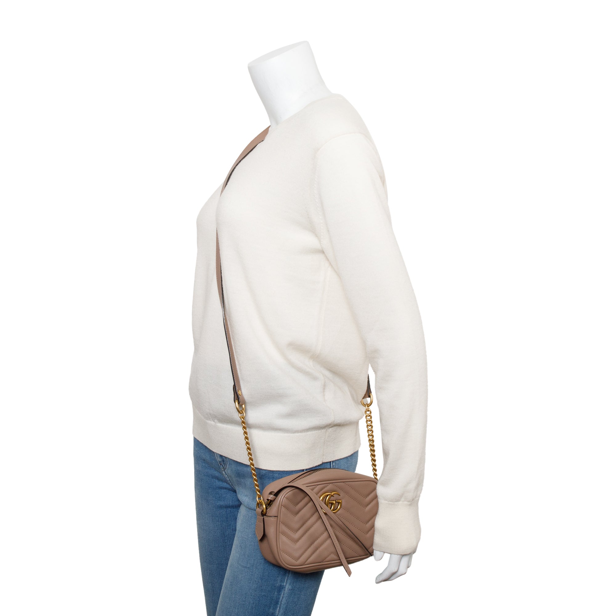 Gucci Beige GG Marmont Matelasse Mini Shoulder Bag