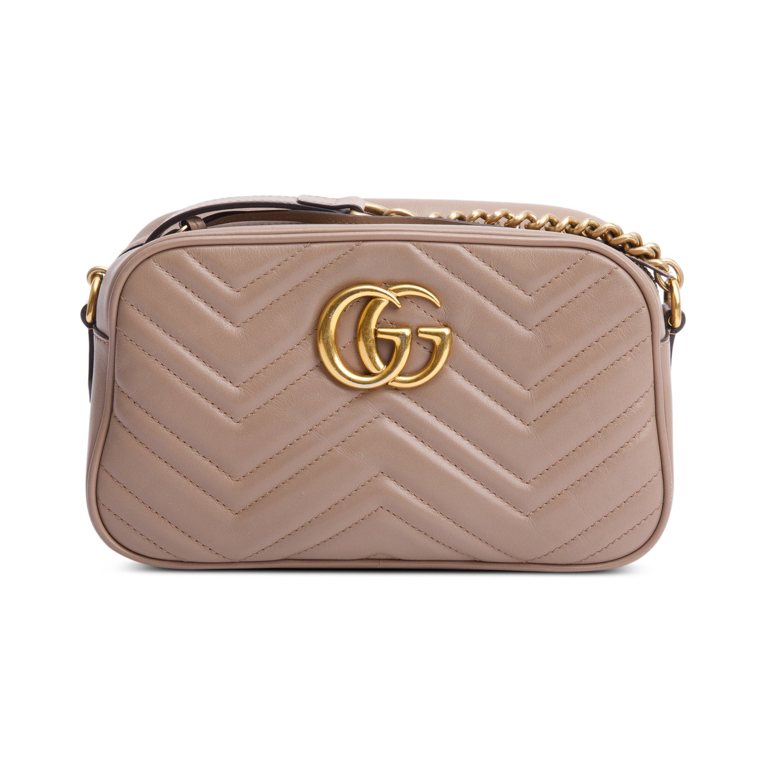 Gucci Beige GG Marmont Matelasse Small Shoulder Bag w/ Box