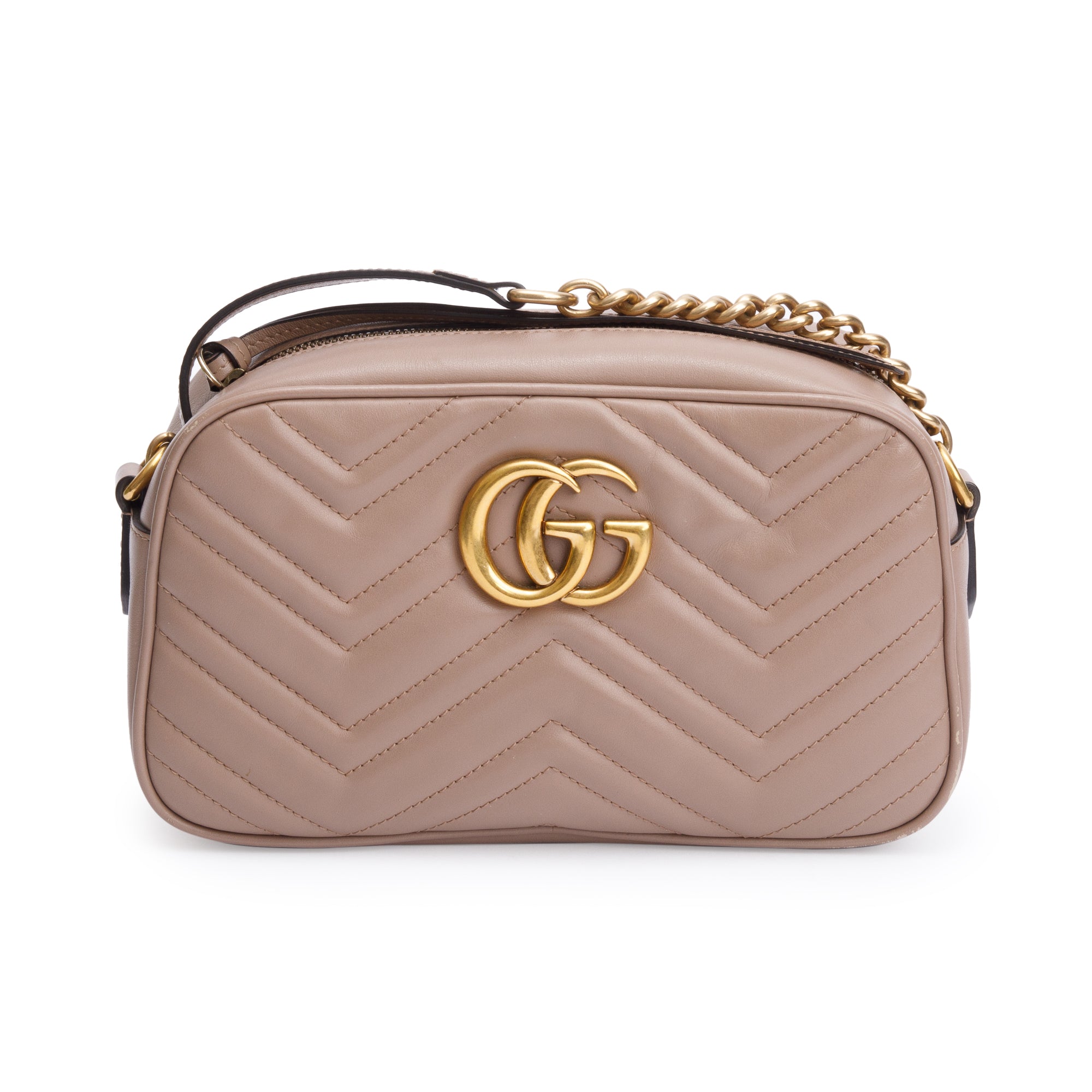 Gucci Beige GG Marmont Matelasse Small Shoulder Bag w/ Box