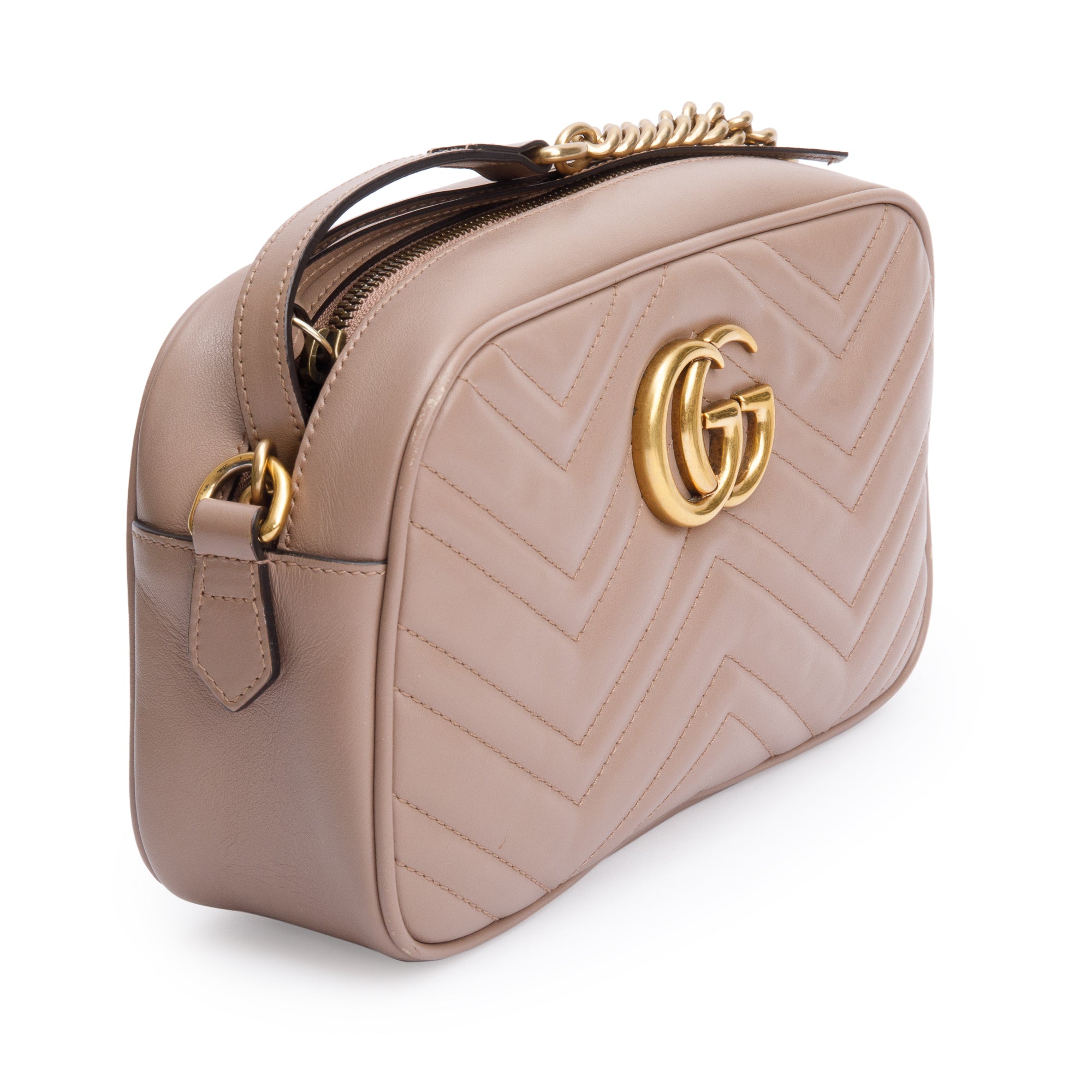 Gucci Beige GG Marmont Matelasse Small Shoulder Bag w/ Box