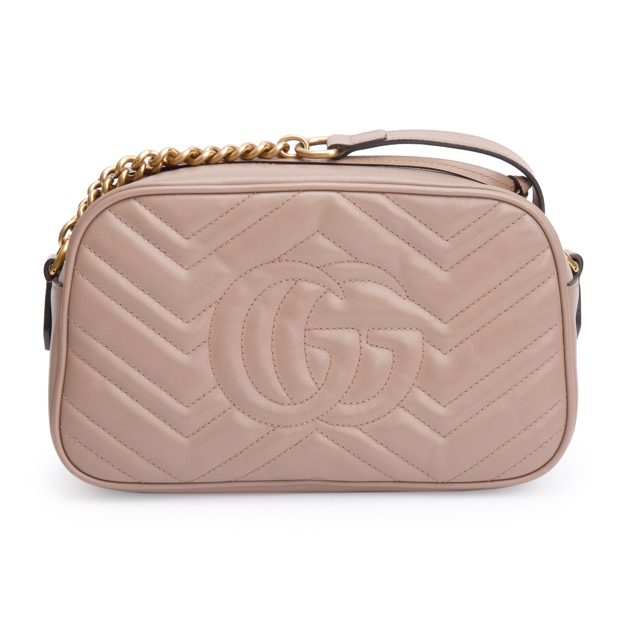 Gucci Beige GG Marmont Matelasse Small Shoulder Bag w/ Box