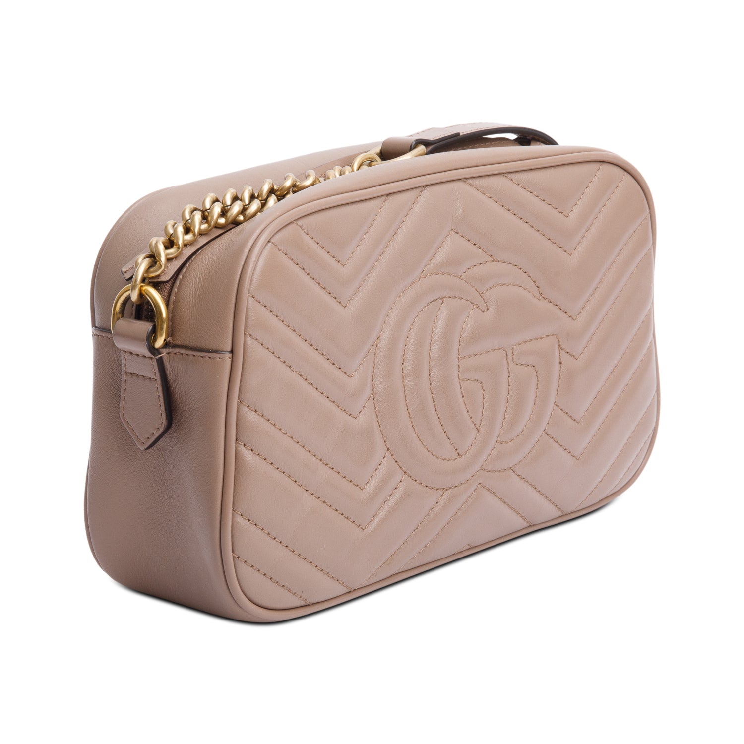 Gucci Beige GG Marmont Matelasse Small Shoulder Bag w/ Box