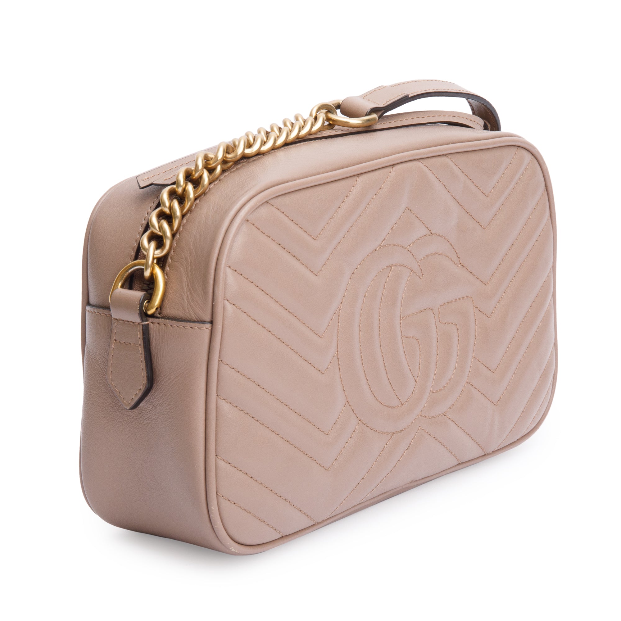 Gucci Beige GG Marmont Matelasse Small Shoulder Bag w/ Box