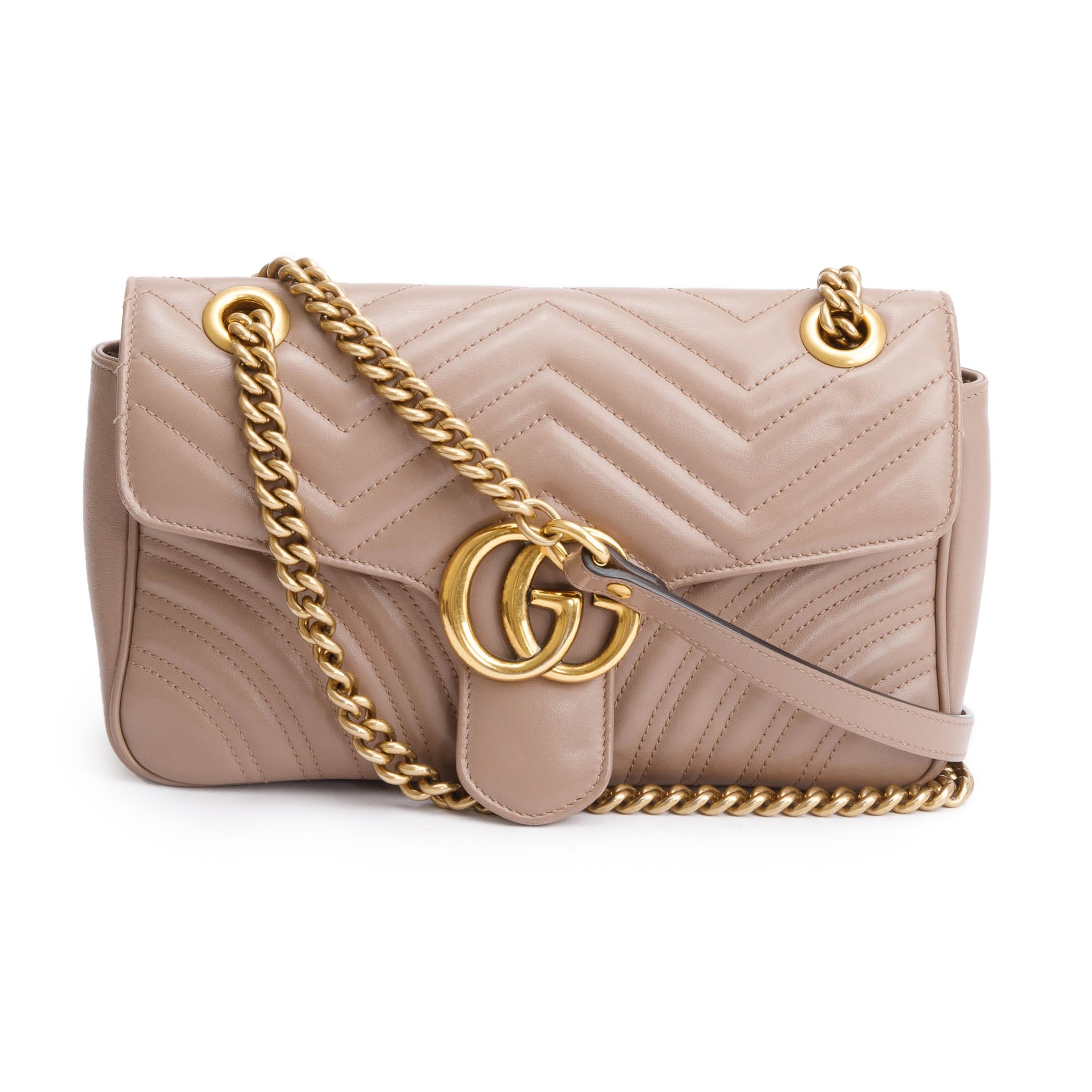 Gucci Beige GG Marmont Matelasse Small Shoulder Bag