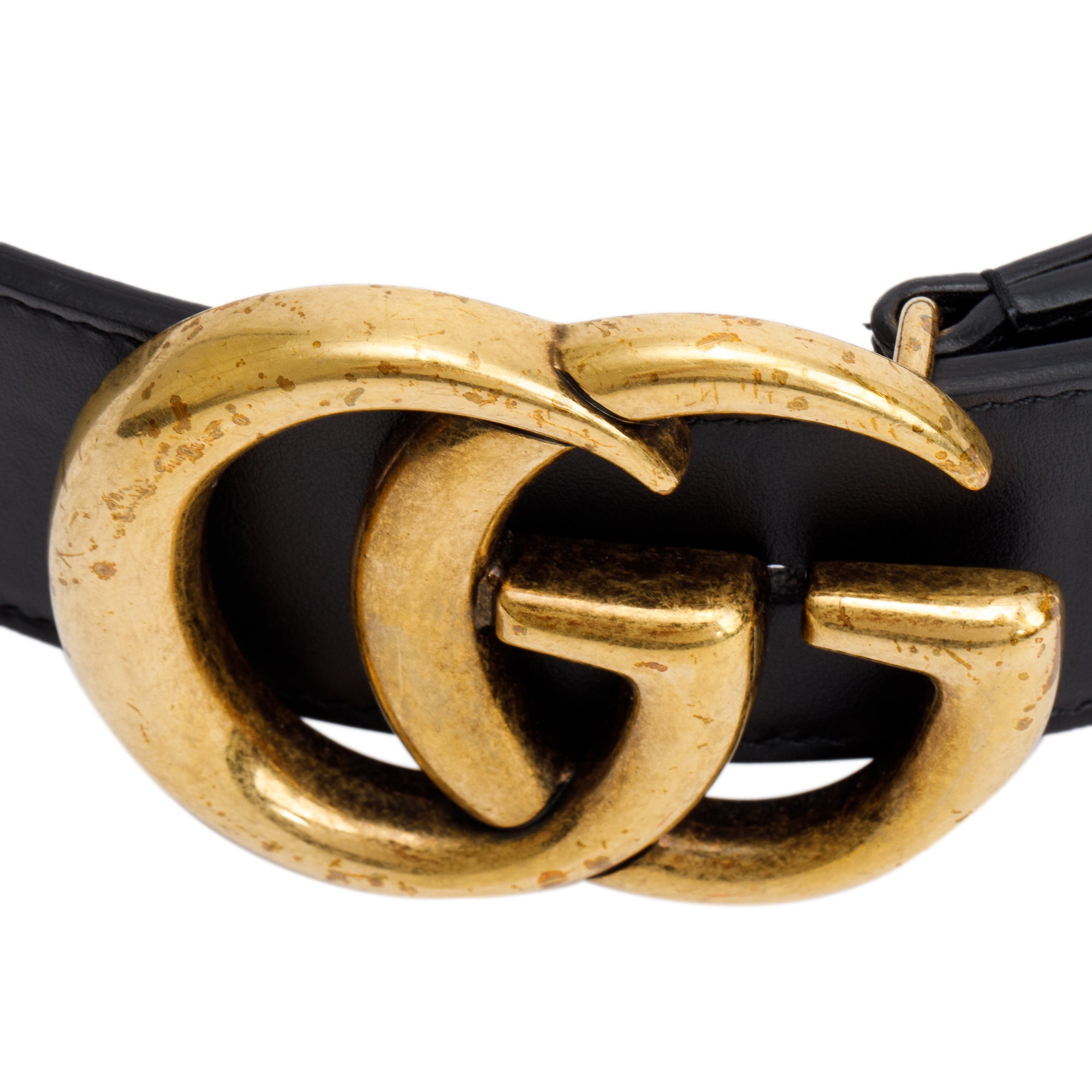 Gucci Beige GG Supreme Black Leather Double G Wide Belt 75 30 w/ Box