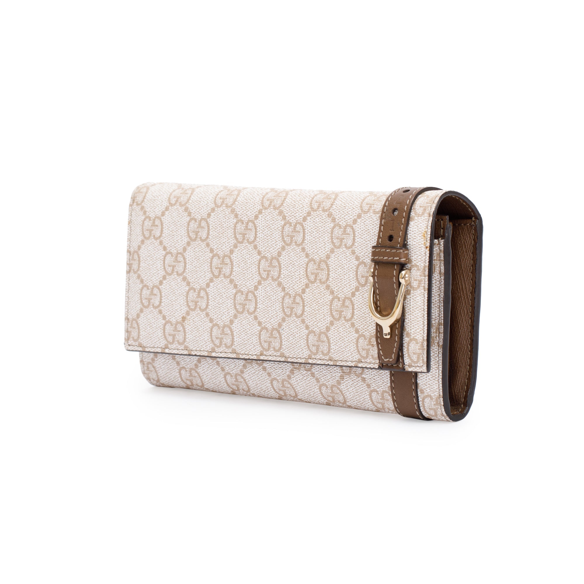Gucci Beige GG Supreme Canvas Nice Continental Flap Wallet