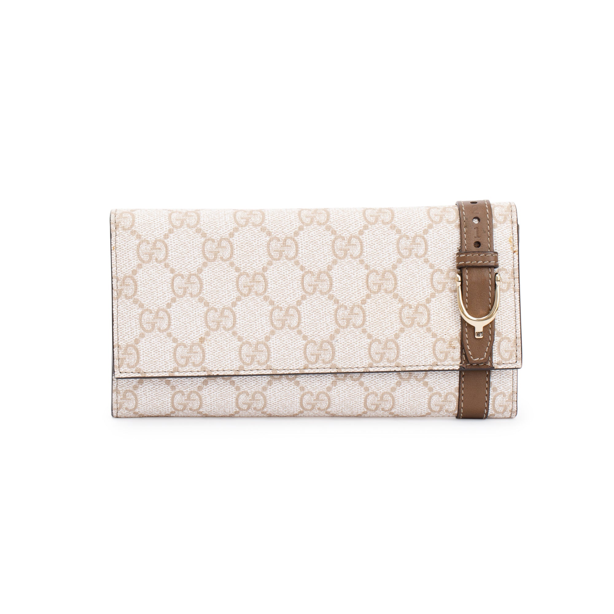 Gucci Beige GG Supreme Canvas Nice Continental Flap Wallet