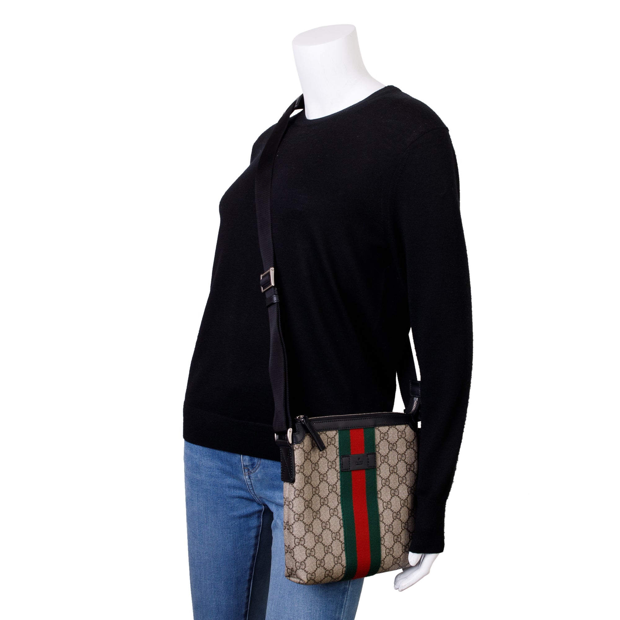 Gucci Beige GG Supreme Web Messenger Bag